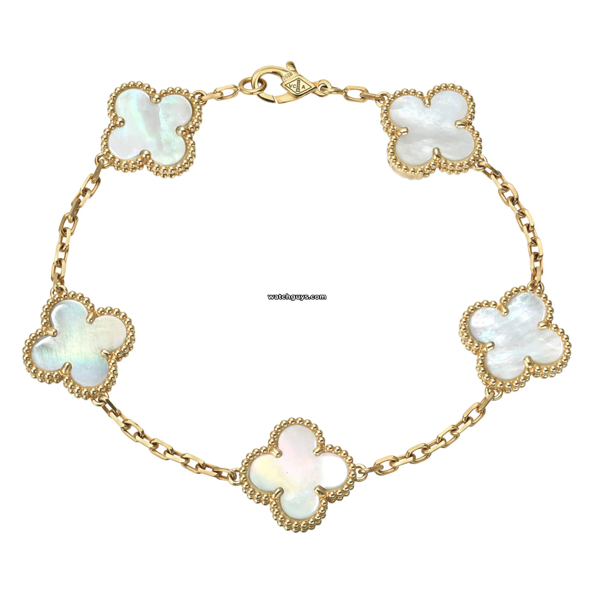 Van Cleef & Arpels Vintage Alhambra 5-Motif Mother of Pearl Bracelet | Luxury Jewelry Gift for Women | Perfect for Weddings, Anniversaries & Special Occasions