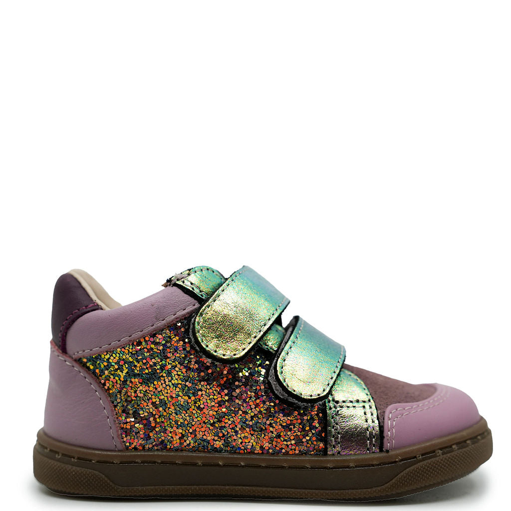 Acebos Women's Pink Glitter Velcro Sneakers - Comfortable Slip-On Shoes for Casual Walking, Gym & Workout | Trendy Sparkly Fashion Sneakers for Women & Girls