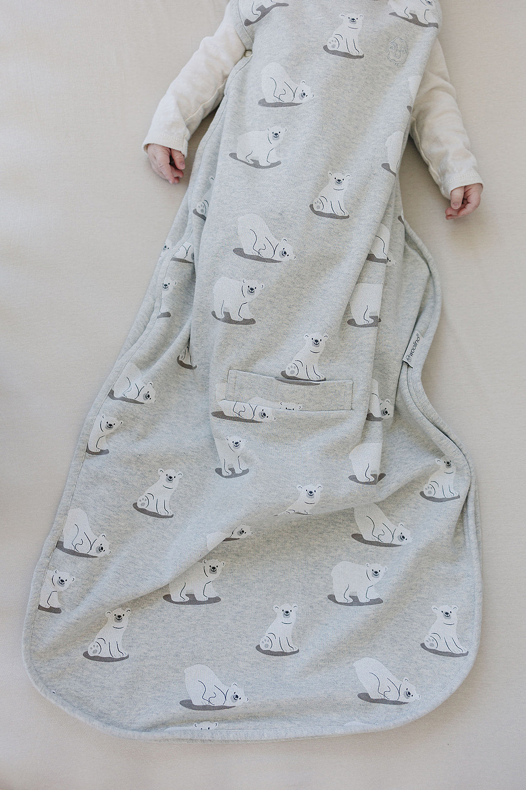 4 Season Baby Sleep Sack - Merino Wool & Organic Cotton Sleeping Bag for Infants 2 Months to 2 Years - Polar Bear Design for Cozy Nursery & Travel Use