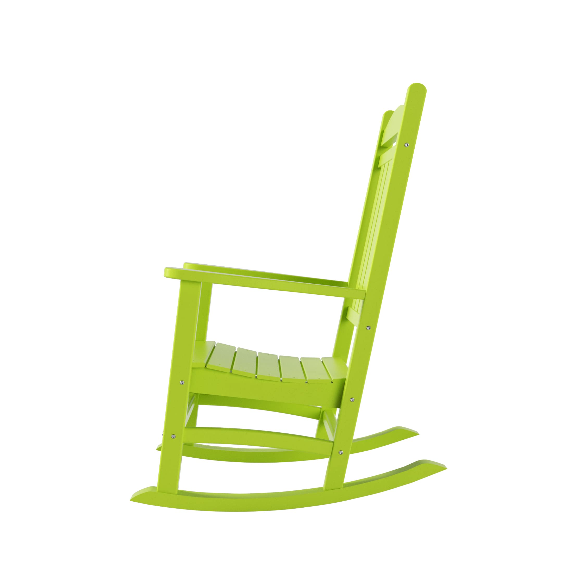 WO Home Furniture 4-Piece Patio Rocking Chair Set - HDPE UV-Resistant Outdoor Rocking Chairs in Lime Green - Perfect for Porch, Garden, and Backyard Relaxation
