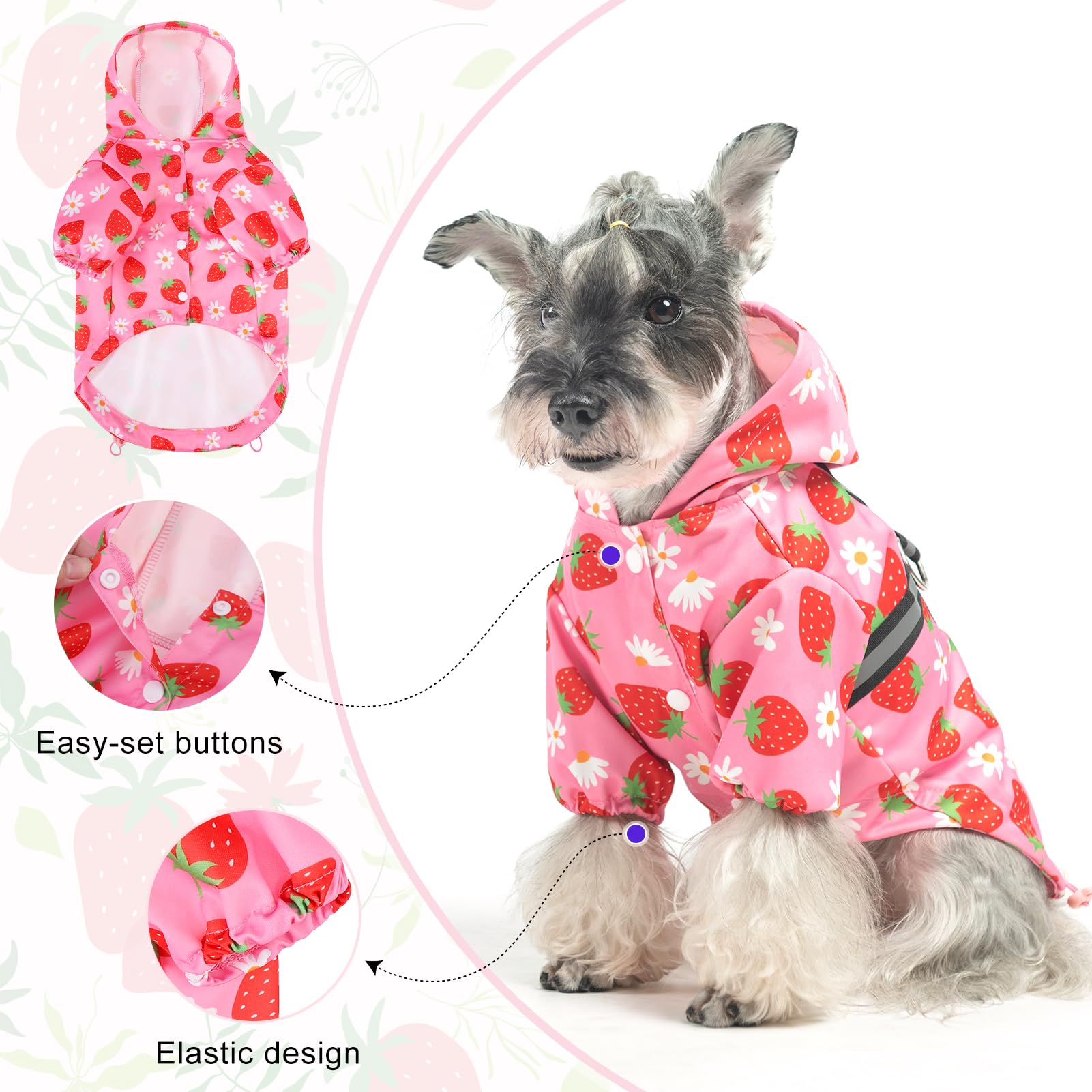 Waterproof Dog Raincoat with Built-in Harness - Hooded Poncho for Small, Medium & Large Dogs - Pink (Size M) - Ideal for Winter, Rainy & Snowy Days - Perfect for Outdoor Walks, Hiking & Pet Adventures