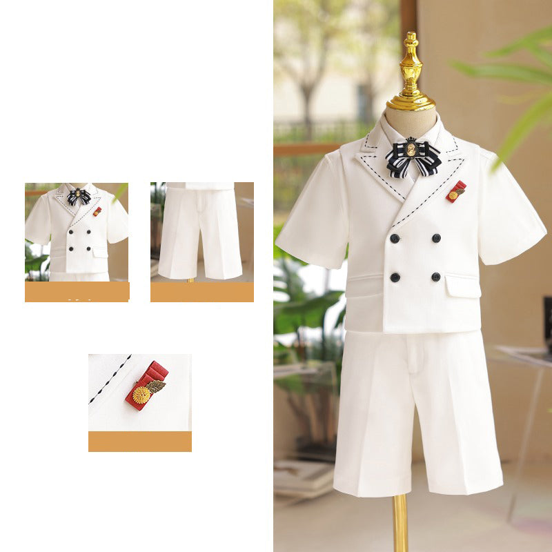 Kids' Pure White Suit Set for Birthday Party & Special Occasions - Elegant Formal Wear for Boys' Celebrations, Photos, and Weddings