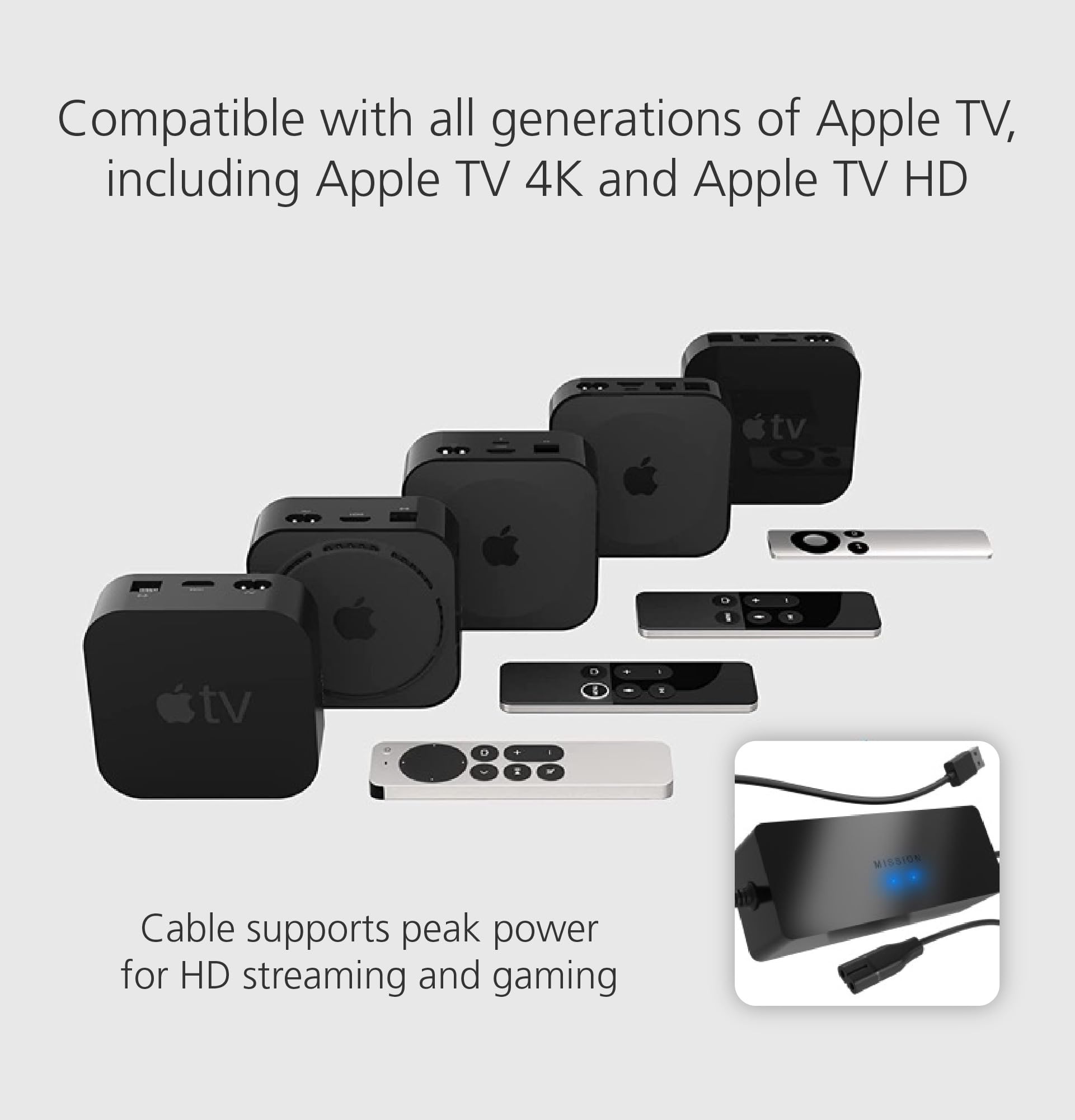 Original Title: Mission USB Power Cable for Apple TV (Power Apple TV Directly from Your TV USB Port)   Optimized Title: **Mission USB Power Cable for Apple TV - Direct TV USB Port Charging | Fast & Reliable Power Supply for Streaming & Entertainment**