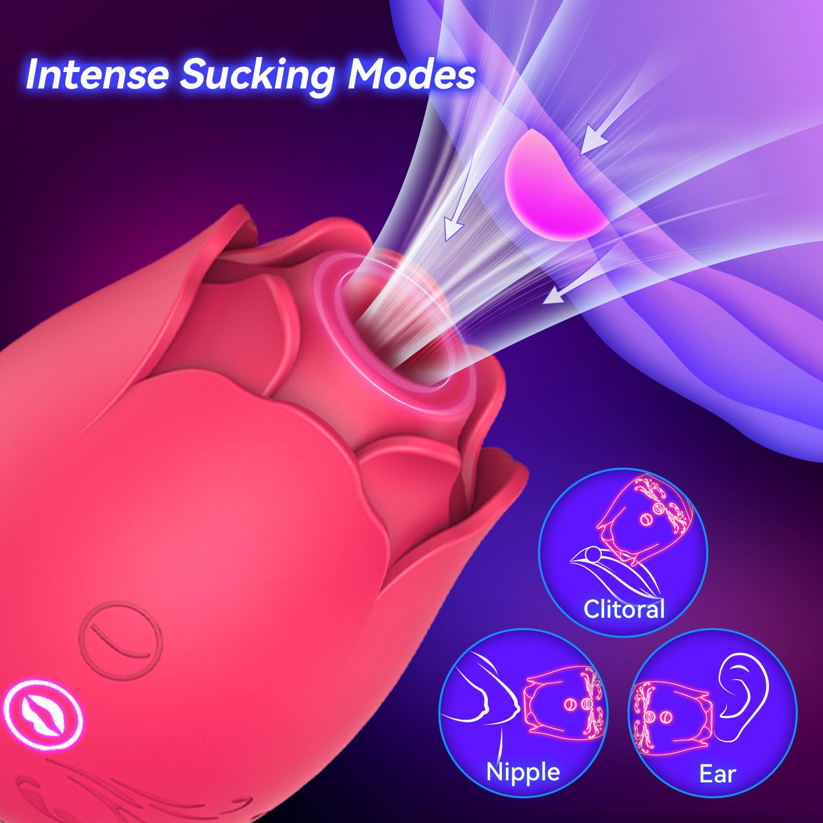 Rose Sucking Vibrator for Women - 10 Suction & 10 Flapping Modes G-Spot Dildo, Clit Stimulator Adult Sex Toy (Pink) | Perfect for Solo Play, Couples Fun & Sensual Massage