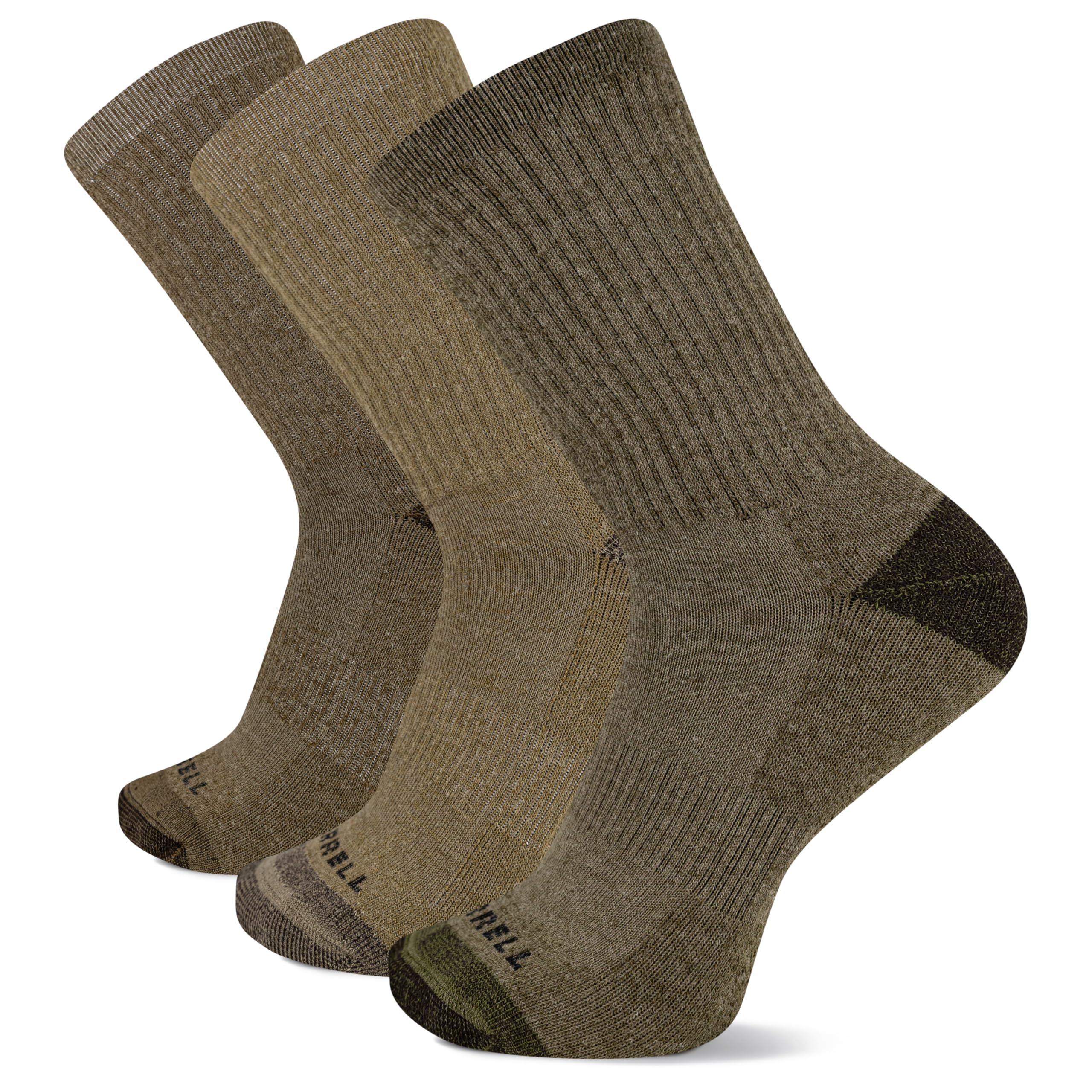 Merrell Men's 3 Pack Cushioned Performance Hiking Socks - Low Quarter Crew Socks for Hiking, Walking & Outdoor Activities - Moisture Wicking & Arch Support for All-Day Comfort