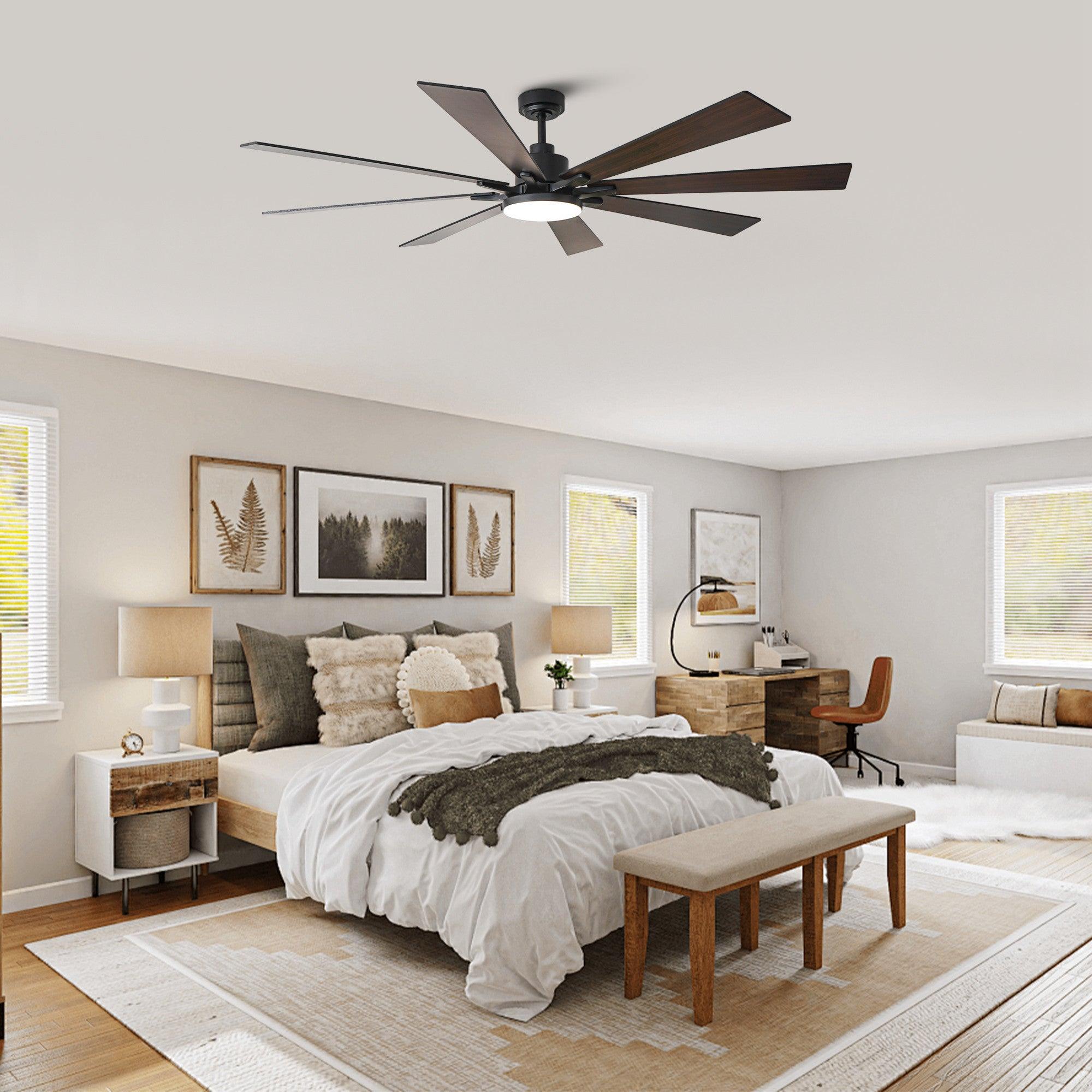 72 Inch Elbe Modern Ceiling Fan with Light Kit & Remote Control - Perfect for Living Room, Bedroom, and Large Spaces