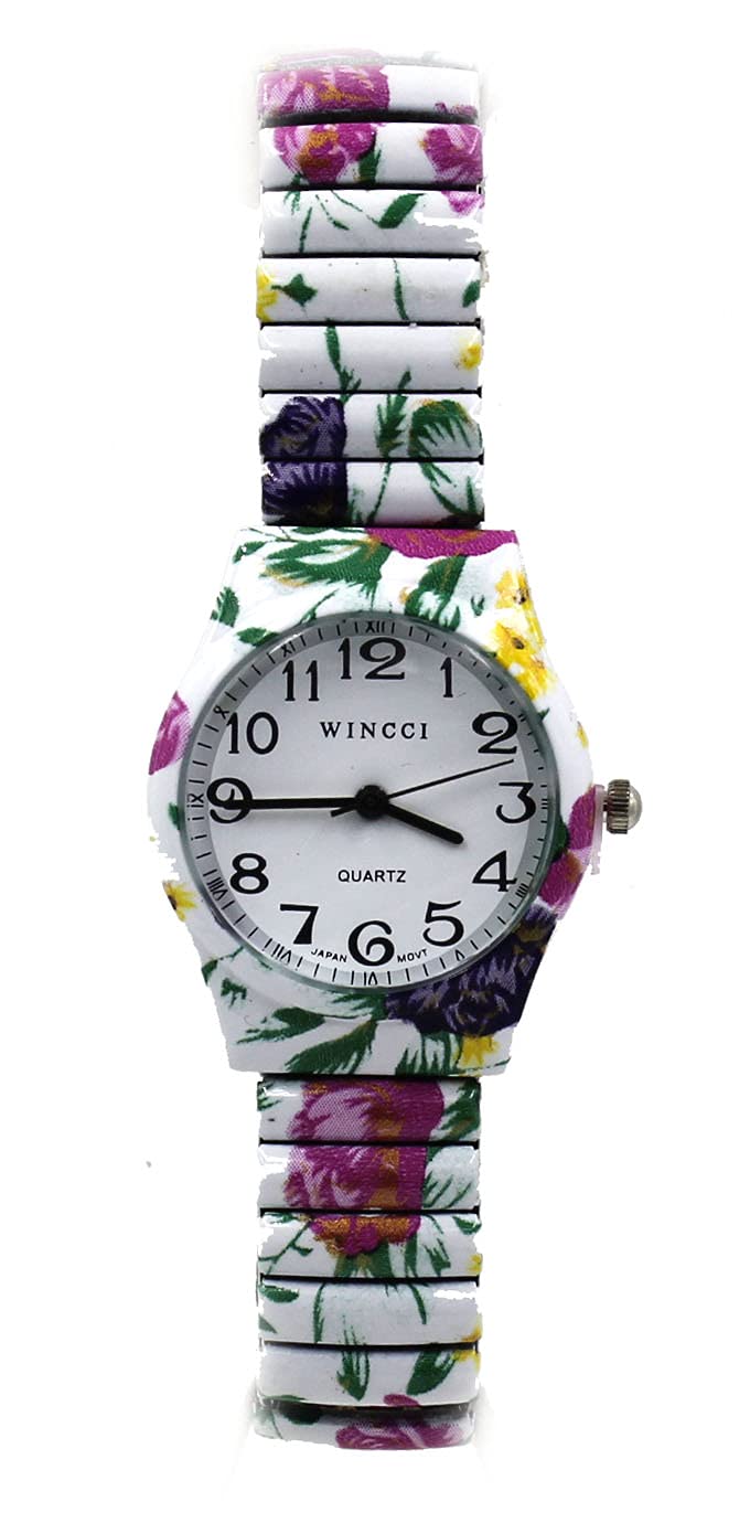 Women's Floral Print Stretch Band Watch with Easy-to-Read Dial - Perfect for Casual Wear, Office & Everyday Fashion Accessory
