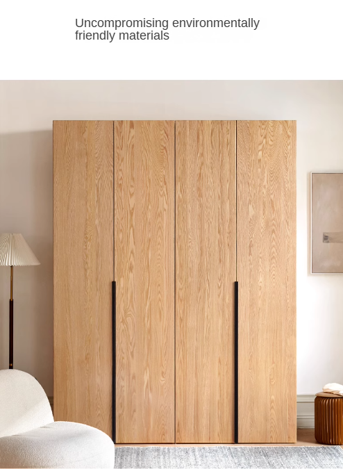 Solid Oak Wood Wardrobe - Modern High Closet for Bedroom & Living Room Storage | Durable & Stylish Furniture for Home Organization