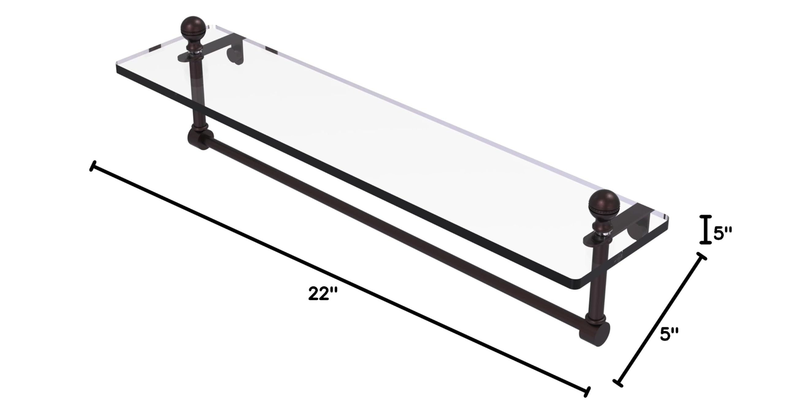 Allied Brass MA-1/22TB-ABZ 22 Inch Bathroom Vanity Set with Integrated Towel Bar & Glass Shelf in Antique Bronze - Perfect for Modern & Traditional Bathroom Decor