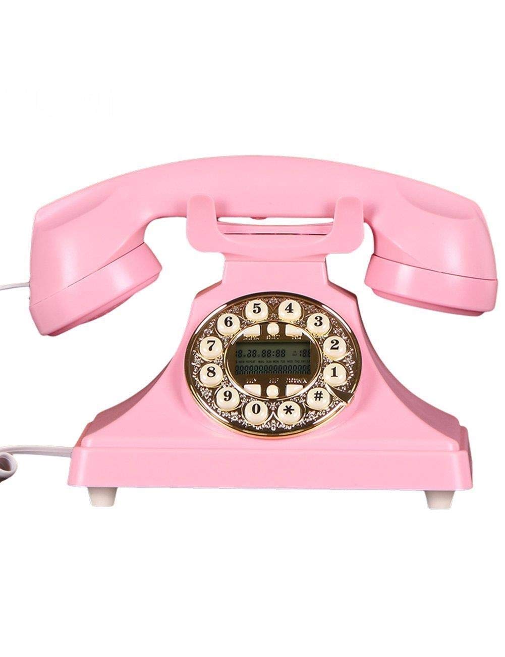 Vintage Wooden Rotary Dial Phone - 60s Antique Corded Landline Telephone with Caller ID for Home & Office Decor - Retro Home Phone for Vintage Lovers & Collectors