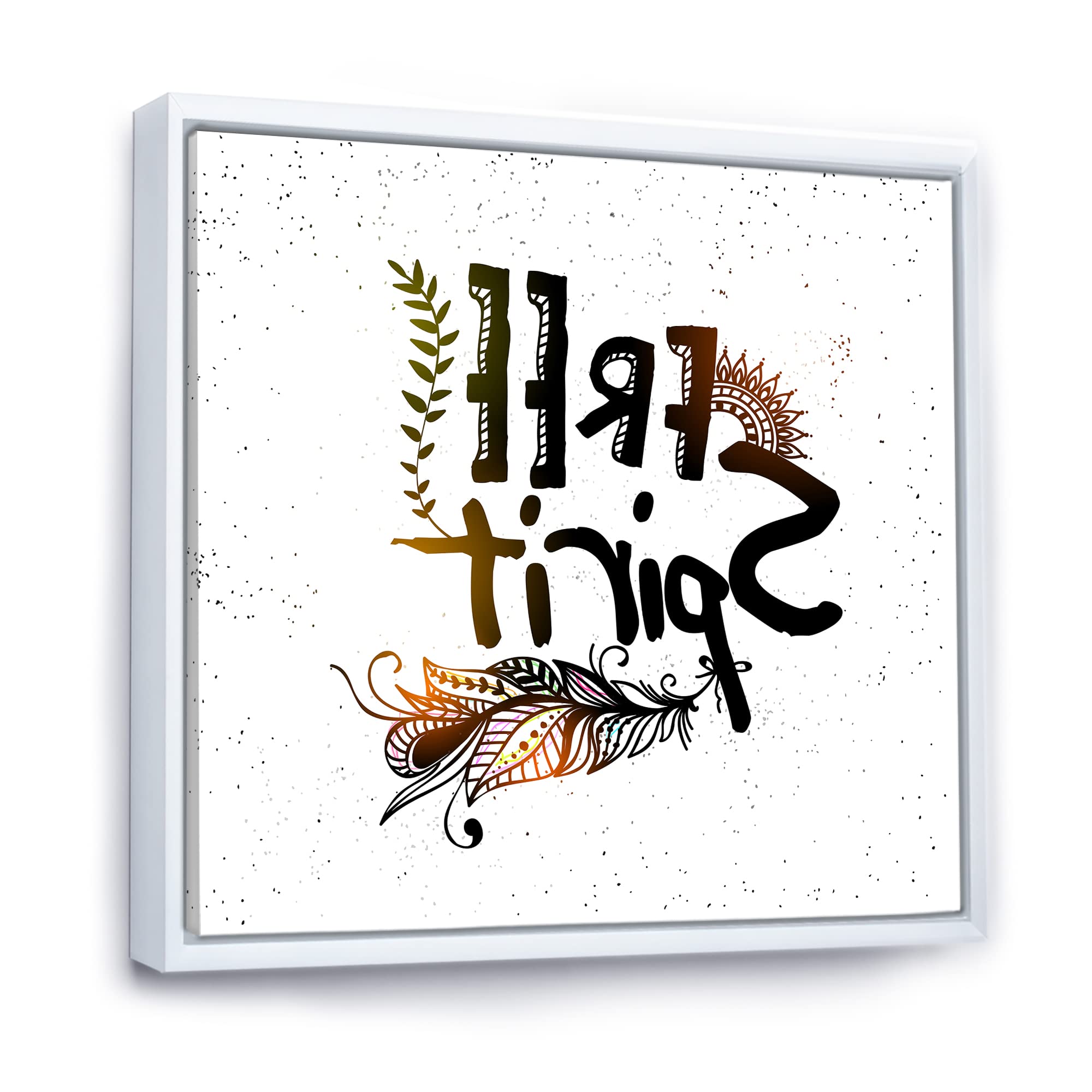 Bohemian Feather Wall Art - Free Spirit Ethnic Framed Canvas Print for Home & Office Decor | Perfect for Living Room, Bedroom, or Boho Style Interior Design