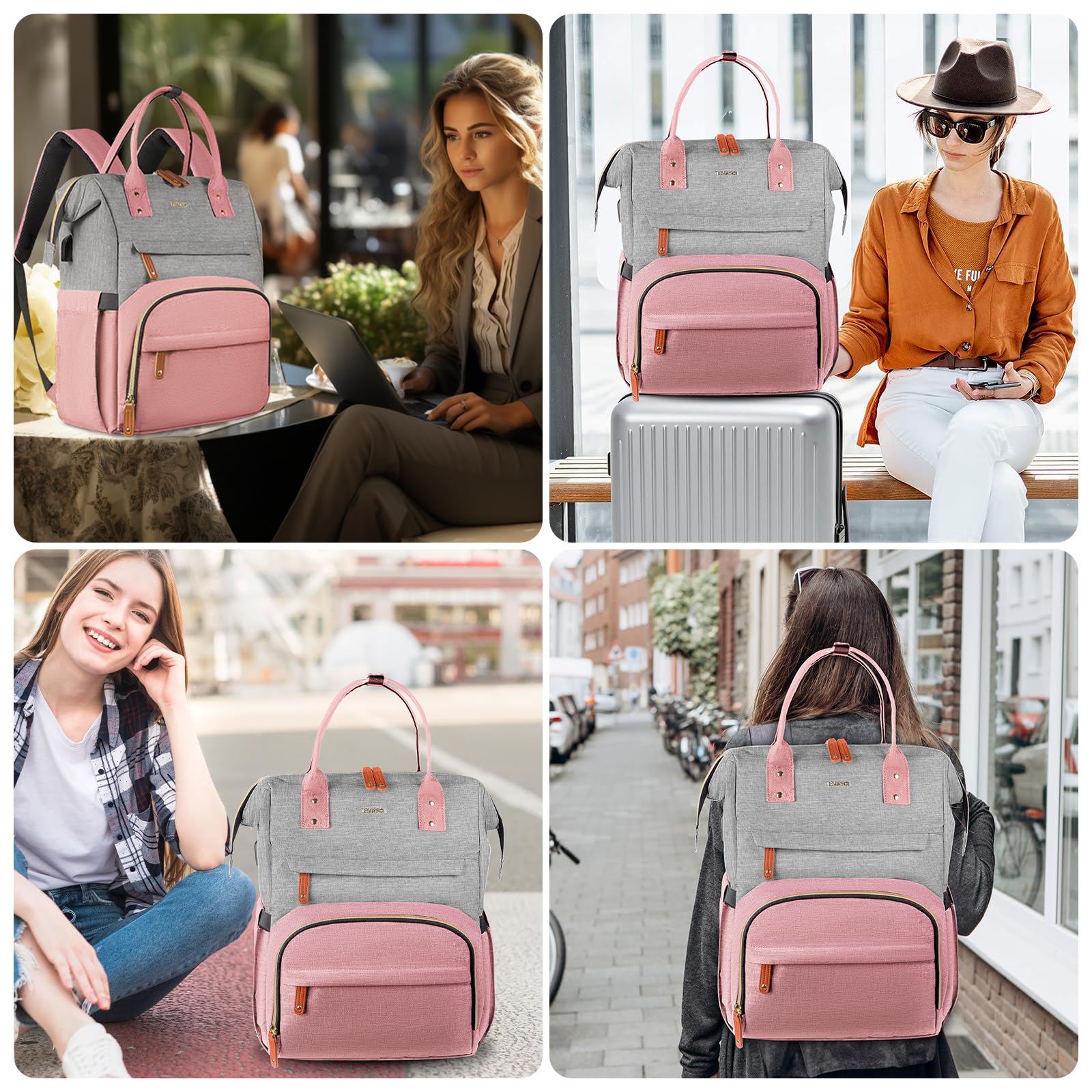 Anti-Theft Travel Laptop Backpack for Women - 15.6 Inch USB Charging Port Water-Resistant College Business Backpack - Perfect for Work, School, Commuting & Airplane Carry-On