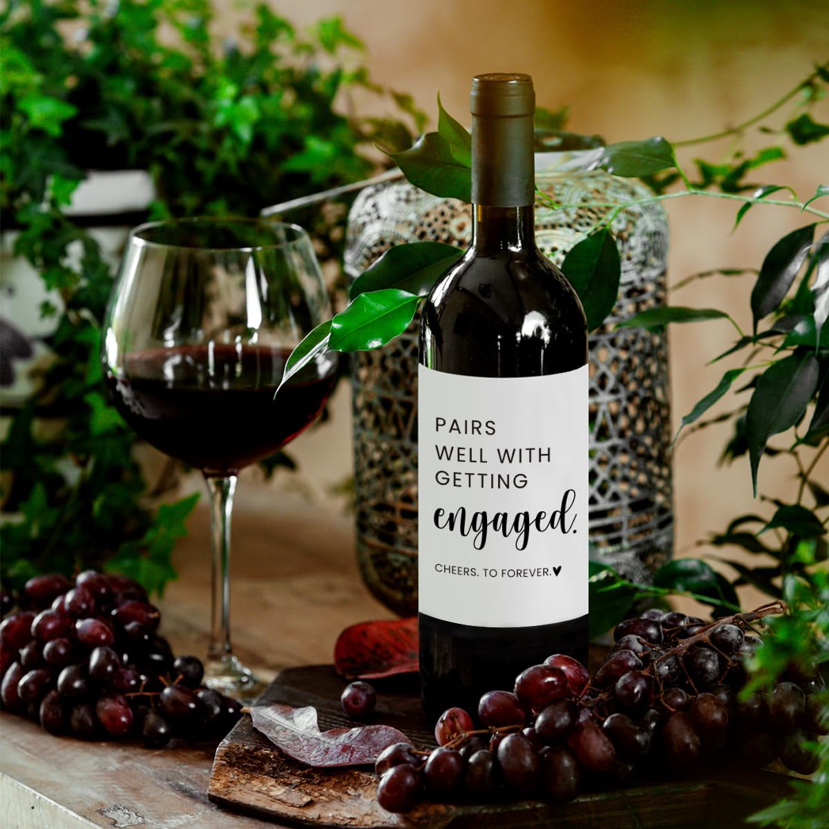 8-Piece Engagement Wine Labels for Couples - Romantic Wine Bottle Stickers for Engagement Party Decorations - Perfect Gift for Newly Engaged Pairs - Great for Celebrations, Anniversaries & Romantic Dinners