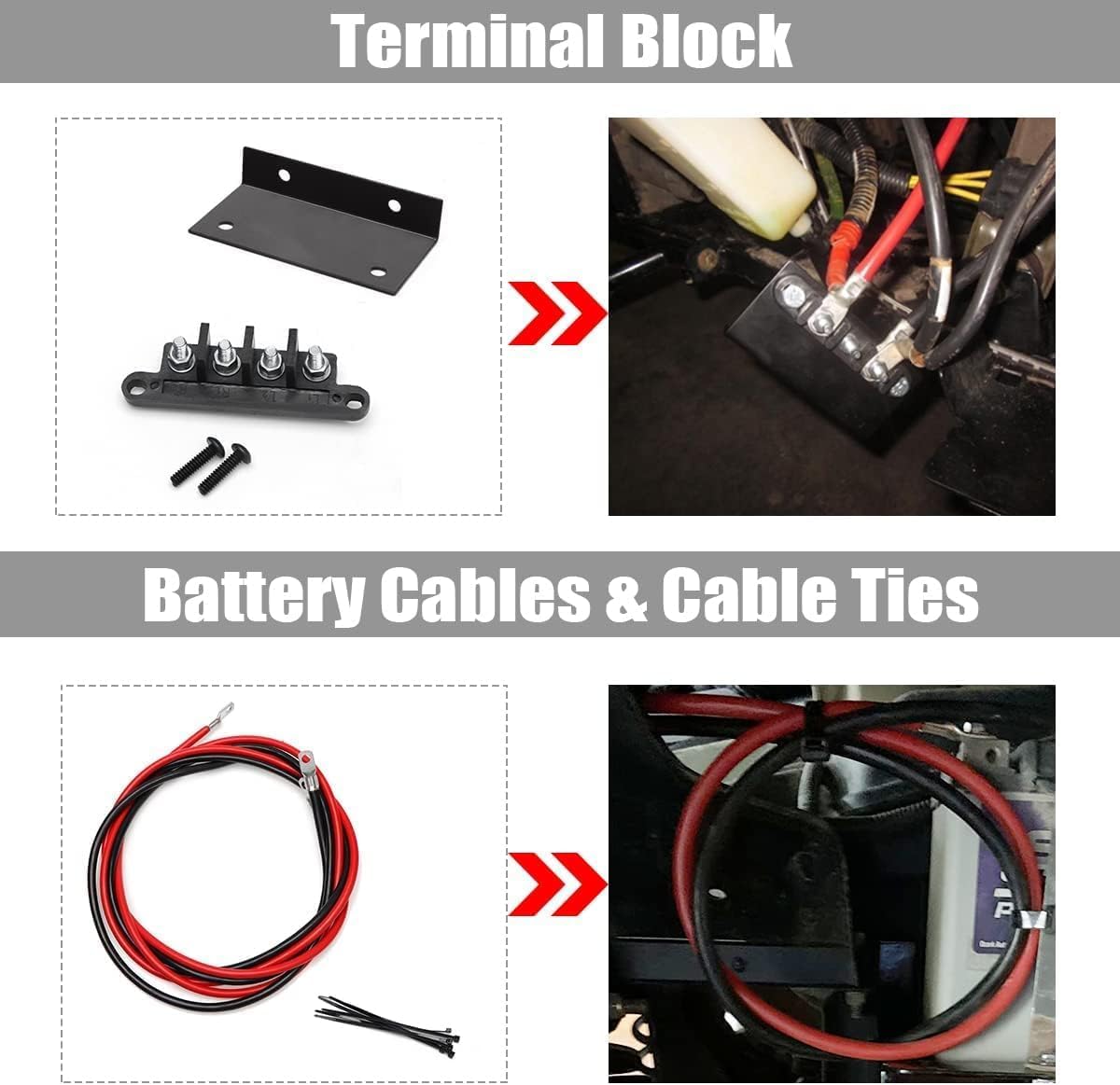 Polaris Sportsman 450 570 Battery Relocation Kit (2014-2021) - Aluminum Battery Box Tray with Wires & Remote Terminals - Durable Replacement for Off-Road ATV Accessories - Perfect for Trail Riding & Outdoor Adventures (Black)