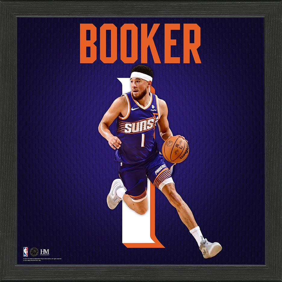 Devin Booker Phoenix Suns IMPACT Basketball Jersey Frame - Perfect for Sports Memorabilia Display, Fan Cave Decor, and Game Room Wall Art