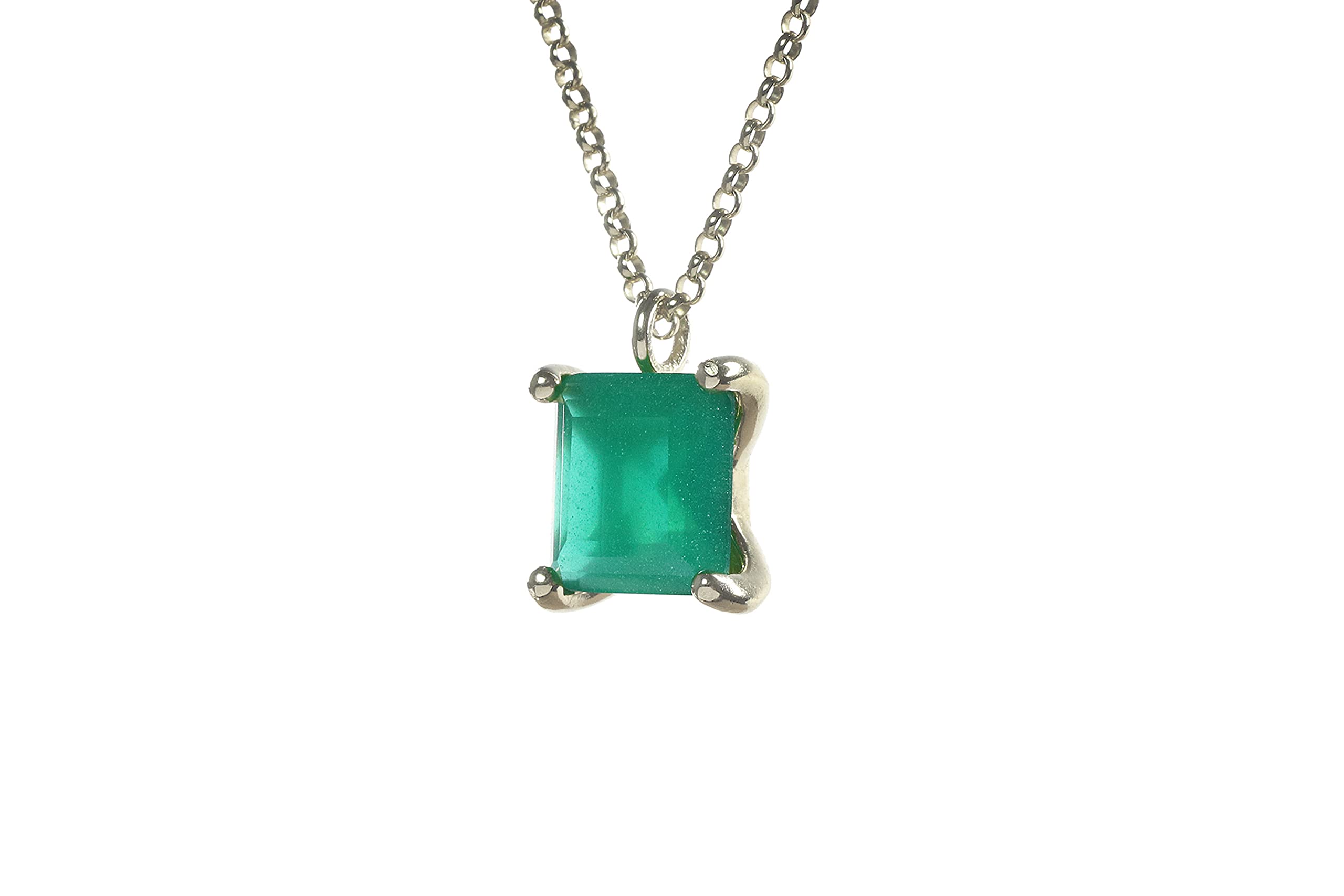 Onyx Anemone Pendant Necklace - Handmade Square Crystal Healing Gem Necklace for Women - Fashion Jewelry Gift with Customizable Material - Perfect for Spiritual Healing, Meditation & Everyday Elegance