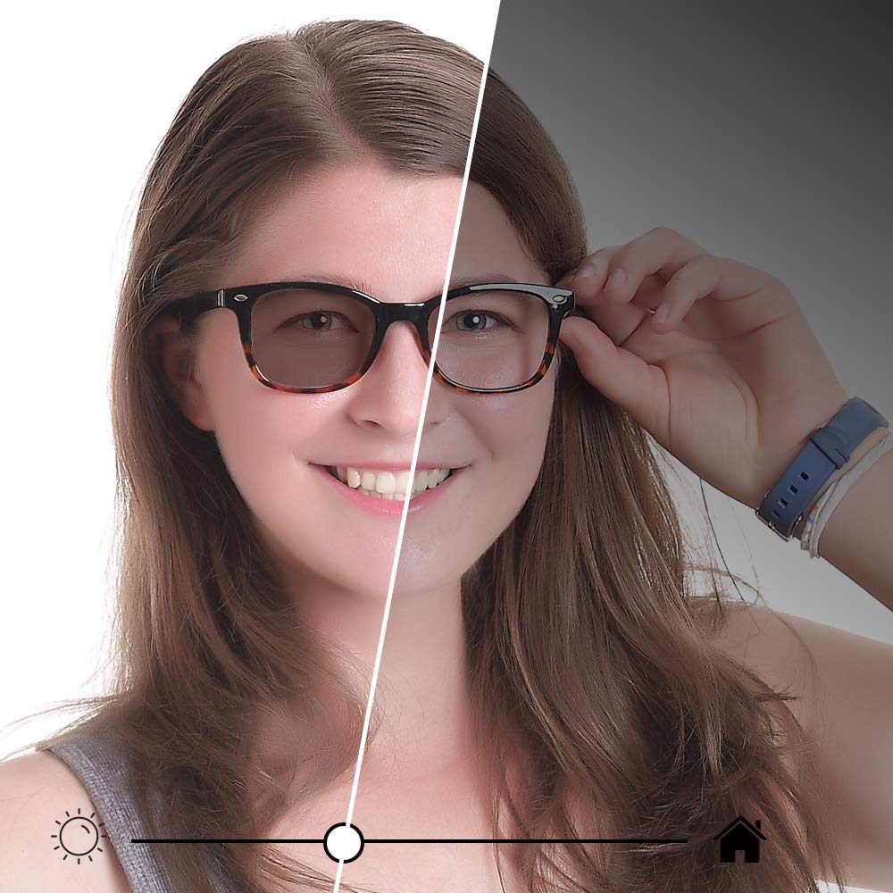 YEIN Blue Light Blocking Glasses - Photochromic Brown Sunglasses for Women & Men | Anti-Eyestrain Computer & Reading Glasses | Perfect for Office Work, Gaming & Screen Time Protection