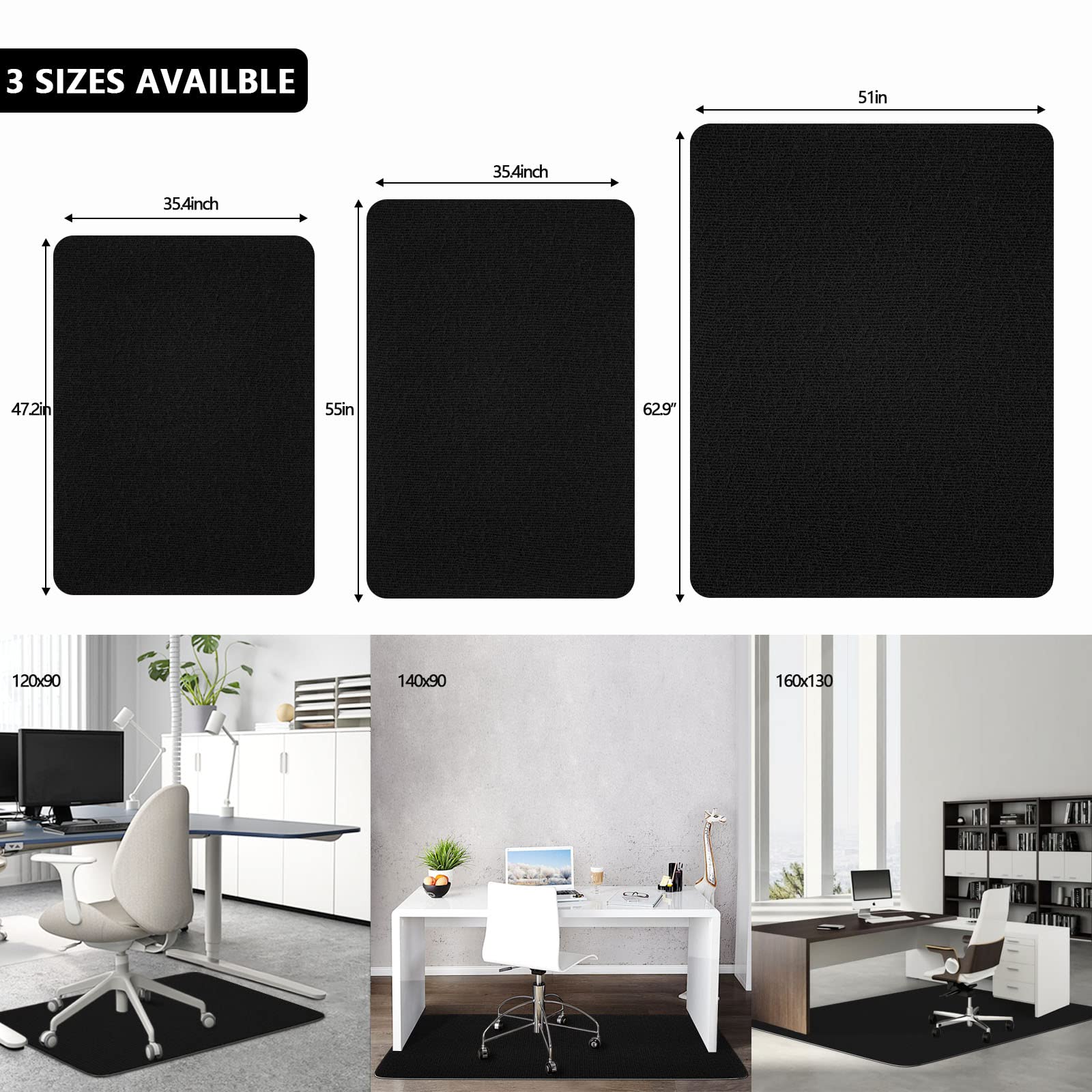 Non-Slip Office Chair Mat for Carpeted Floors - Heavy Duty Desk Chair Floor Protector for Hardwood & Carpets | Perfect for Home Office, Gaming & Workspace