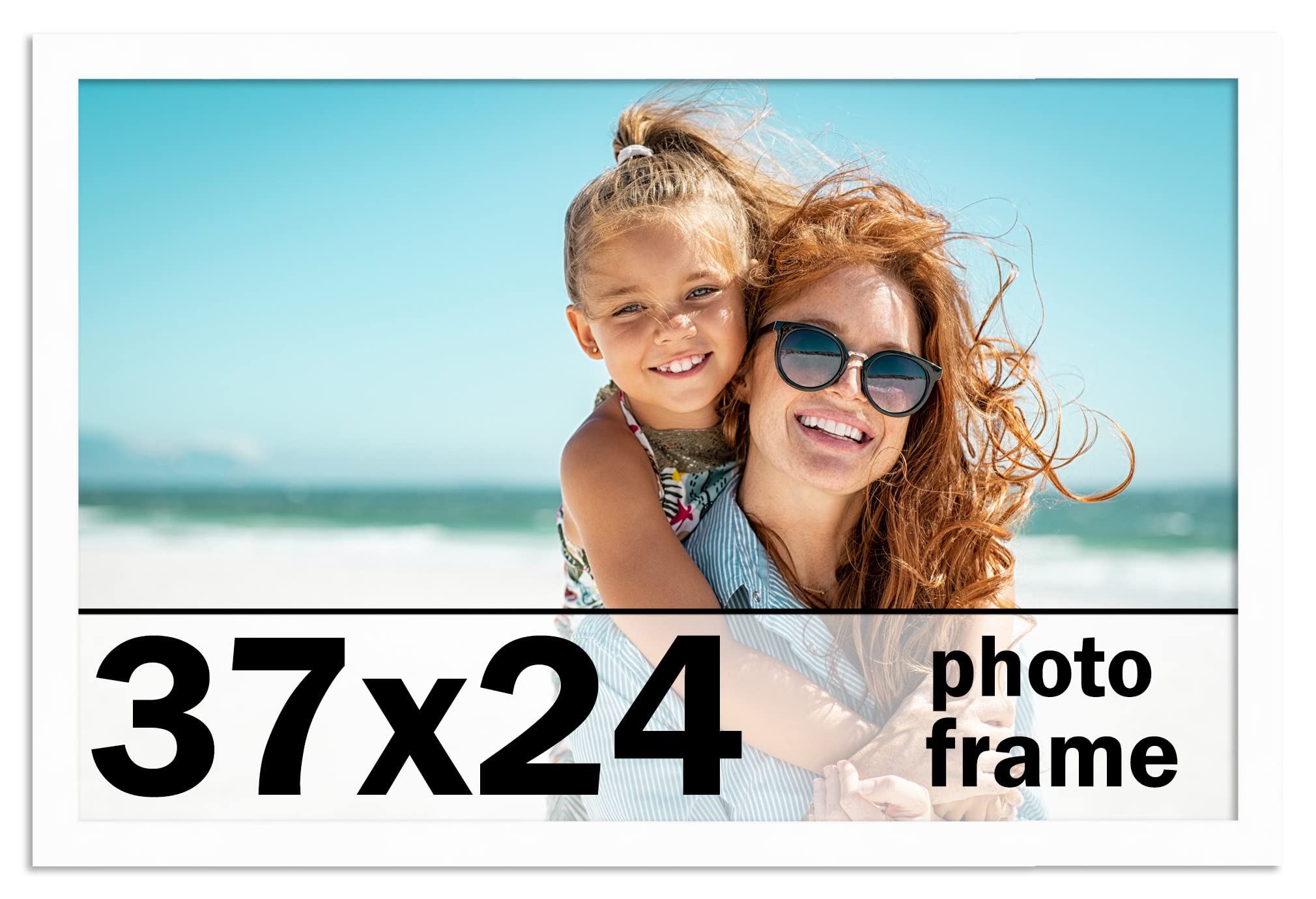 White Wood Picture Frame 37x24 Inches - Premium Art Display for Home, Office & Gallery Decor - Perfect for Showcasing Paintings, Photos & Artwork