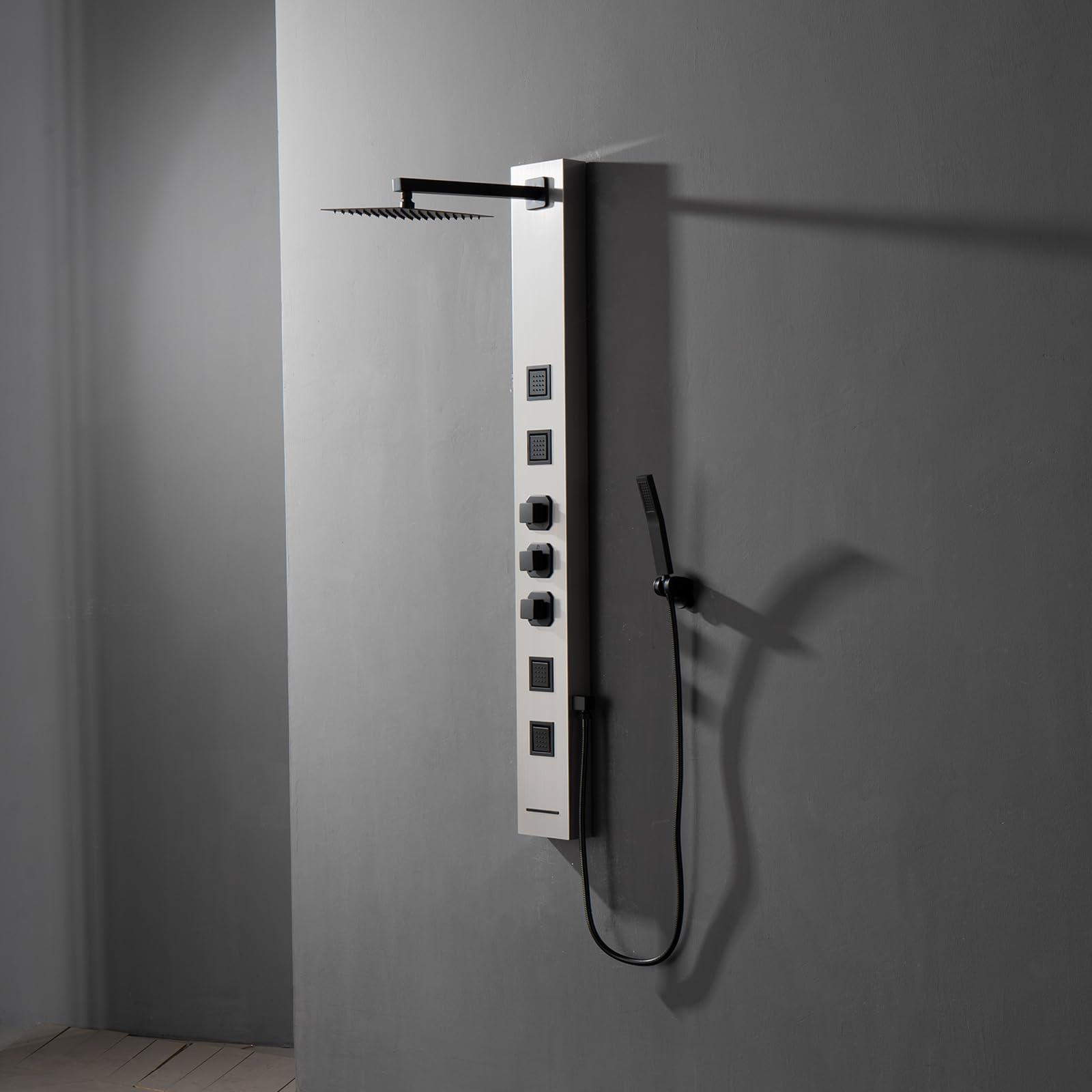 Homevacious Stainless Steel Shower Panel Tower System - Wall-Mounted Rainfall Shower Head with 4 Massage Jets, Tub Spout & Handheld Shower in Brushed Nickel | Luxury Bathroom Upgrade for Spa-Like Experience