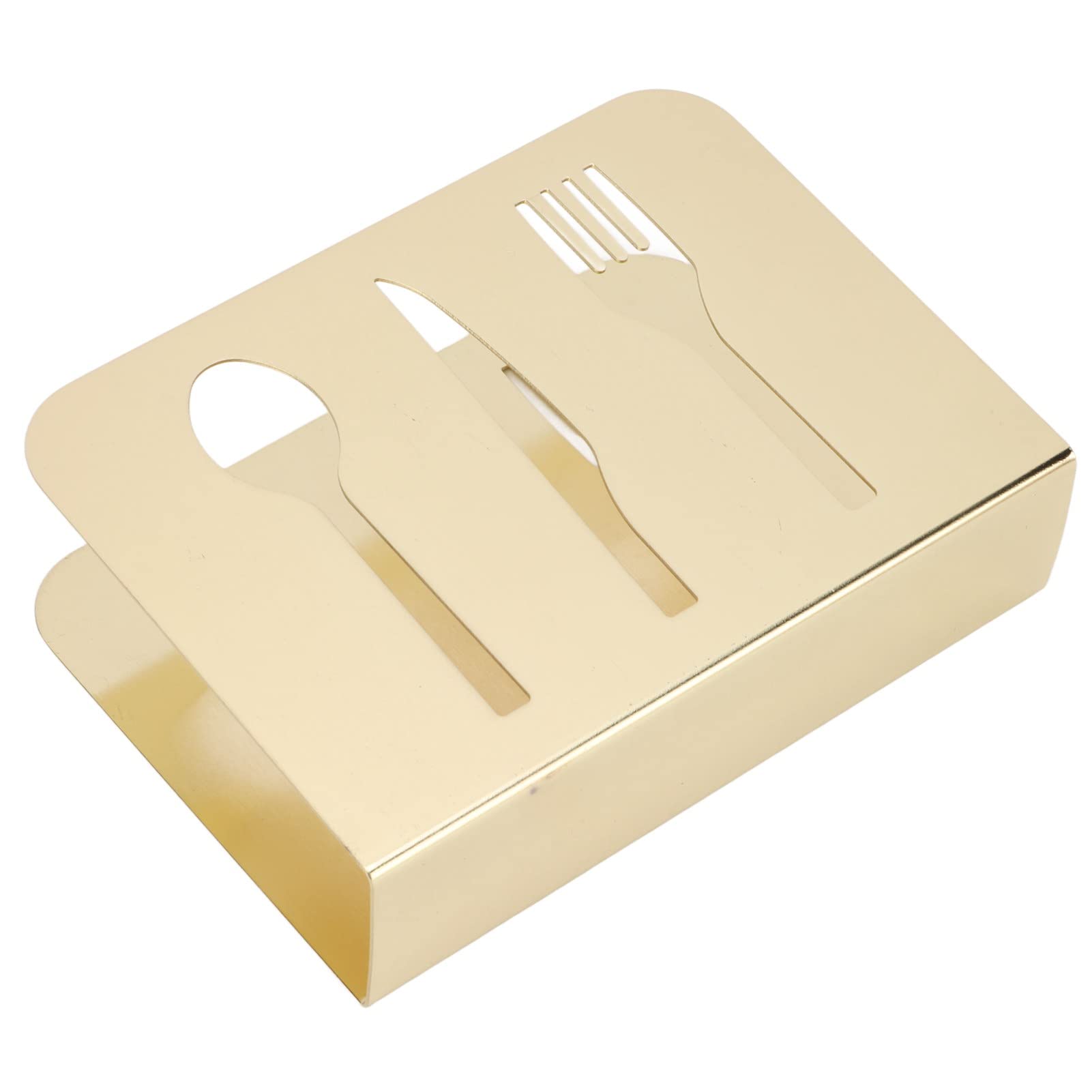 Stainless Steel Napkin Holder with Hollow Carved Knife & Fork Cutout - Matte Polished Gold Organizer for Home, Bathroom & Hotel Use - Perfect for Dining Tables, Kitchen Countertops & Restaurant Decor