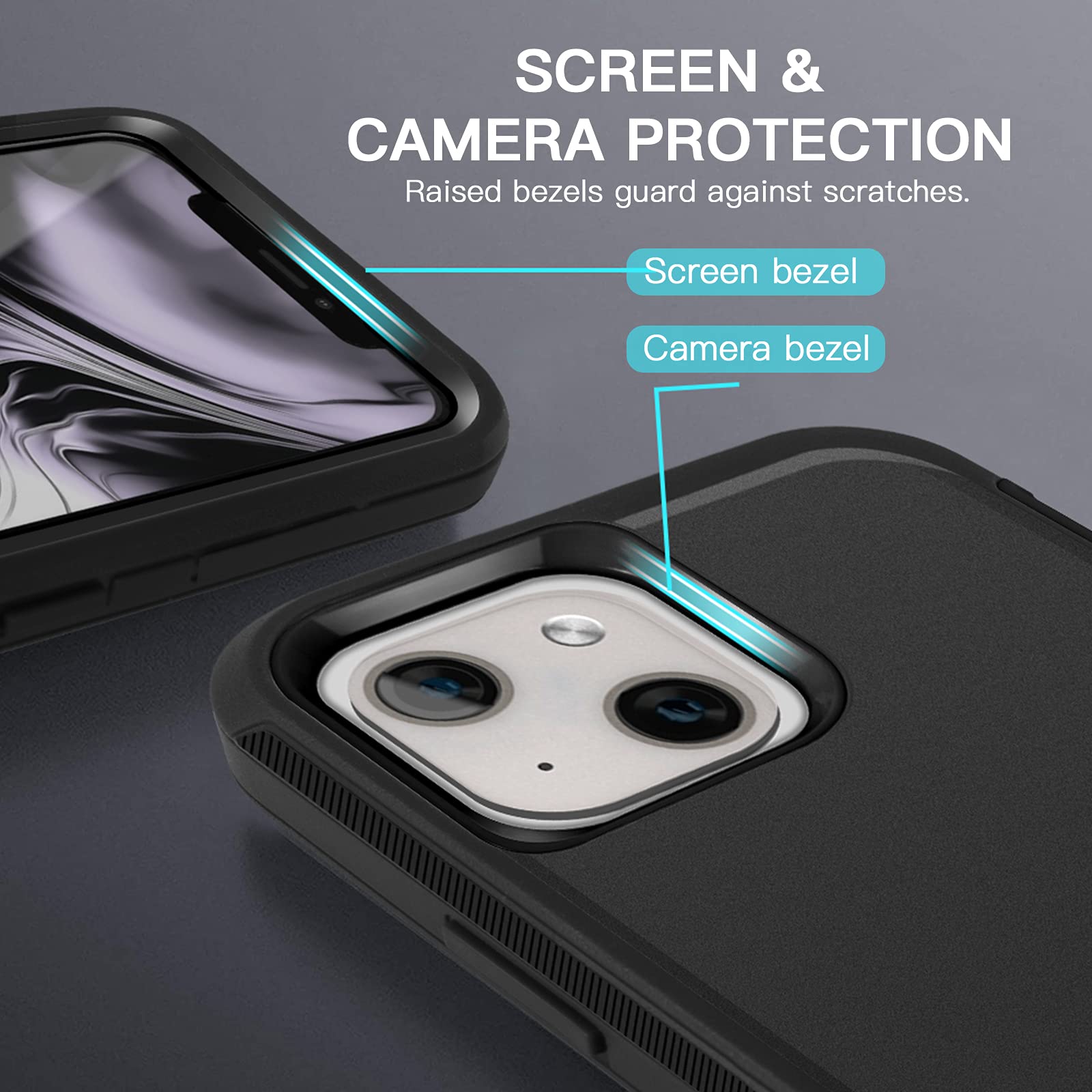 **AICase Heavy Duty Military Grade Shockproof Rugged Phone Case for iPhone 13/14 - Full Body Protection, Belt-Clip Holster & Screen Protector Included - Drop Proof, Dustproof, Tough Cover (Black) - Perfect for Outdoor, Construction & Extreme Sports**