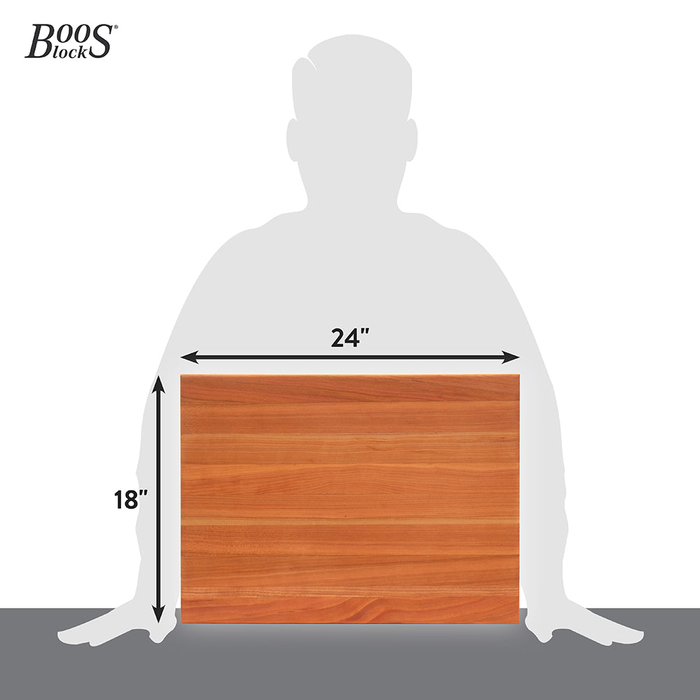Premium John Boos R Board Series 24x18x1.5 Inch Cherry Wood Cutting Board - Heavy Duty Chopping Block for Kitchen, Butcher, Meat Prep & Serving
