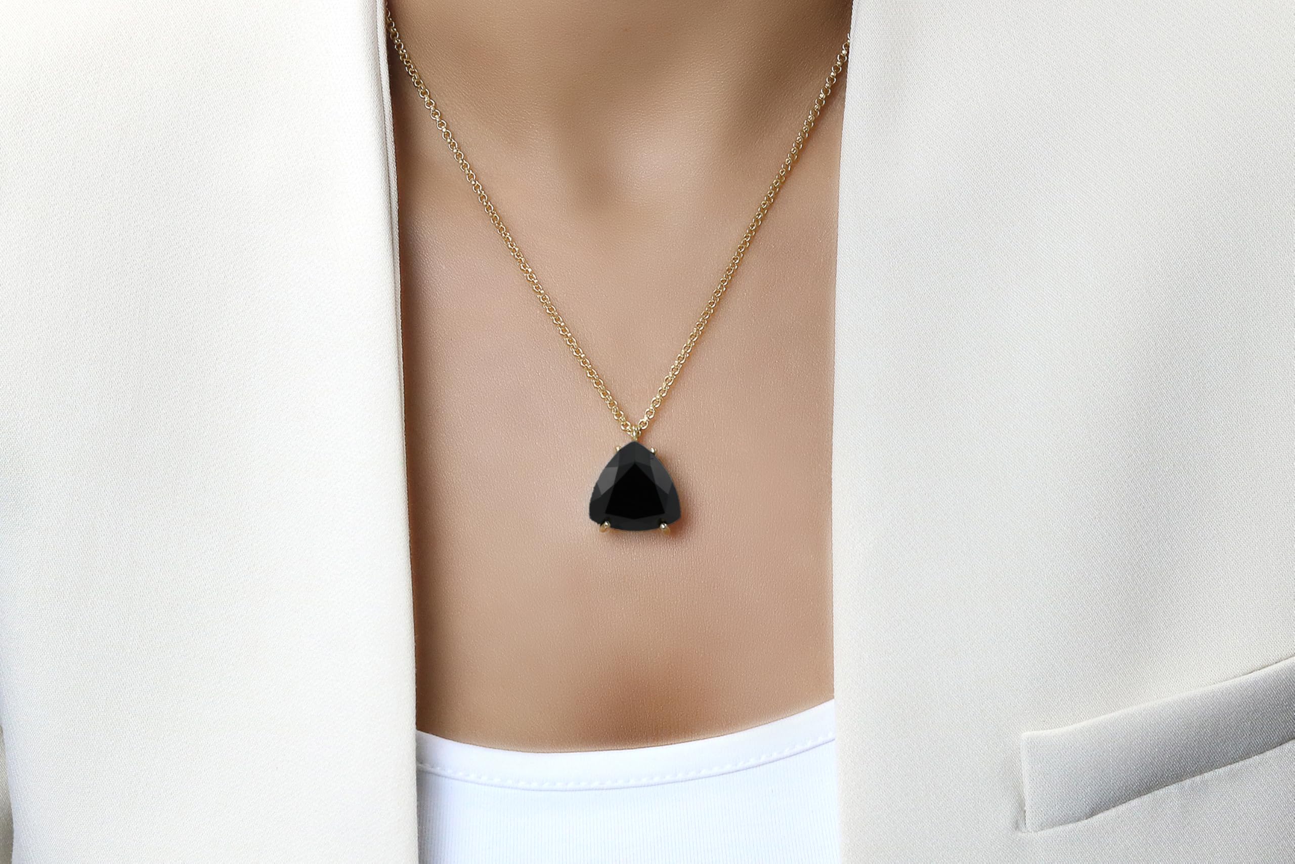 14k Gold Black Onyx Necklace - Handmade Women's Fine Jewelry for Everyday Wear