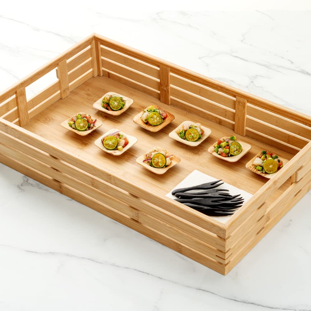 Restaurantware Indo 2.4 Inch Square Palm Bowls - 100 Pack Microwave Safe & Freezer Friendly Sustainable Areca Leaf Bowls for Hot & Cold Foods | Eco-Friendly Disposable Bowls for Parties, Catering & Outdoor Dining