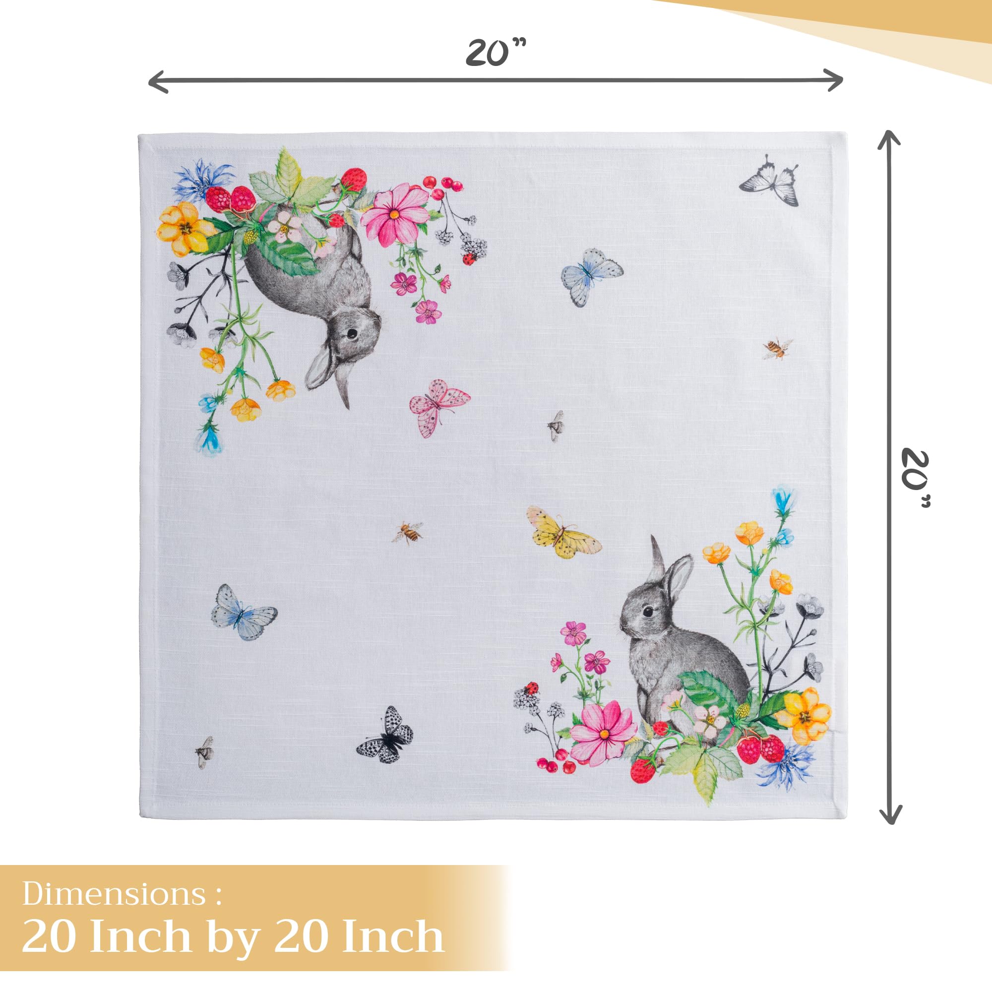 Maison d'Hermine 100% Cotton Cloth Napkins Set of 4 - Premium Washable Dinner Napkins for Kitchen, Party, Wedding & Restaurant - 20x20 Inch Spring/Summer Floral Design (Printemps) - Perfect for Easter Decorations & Everyday Dining