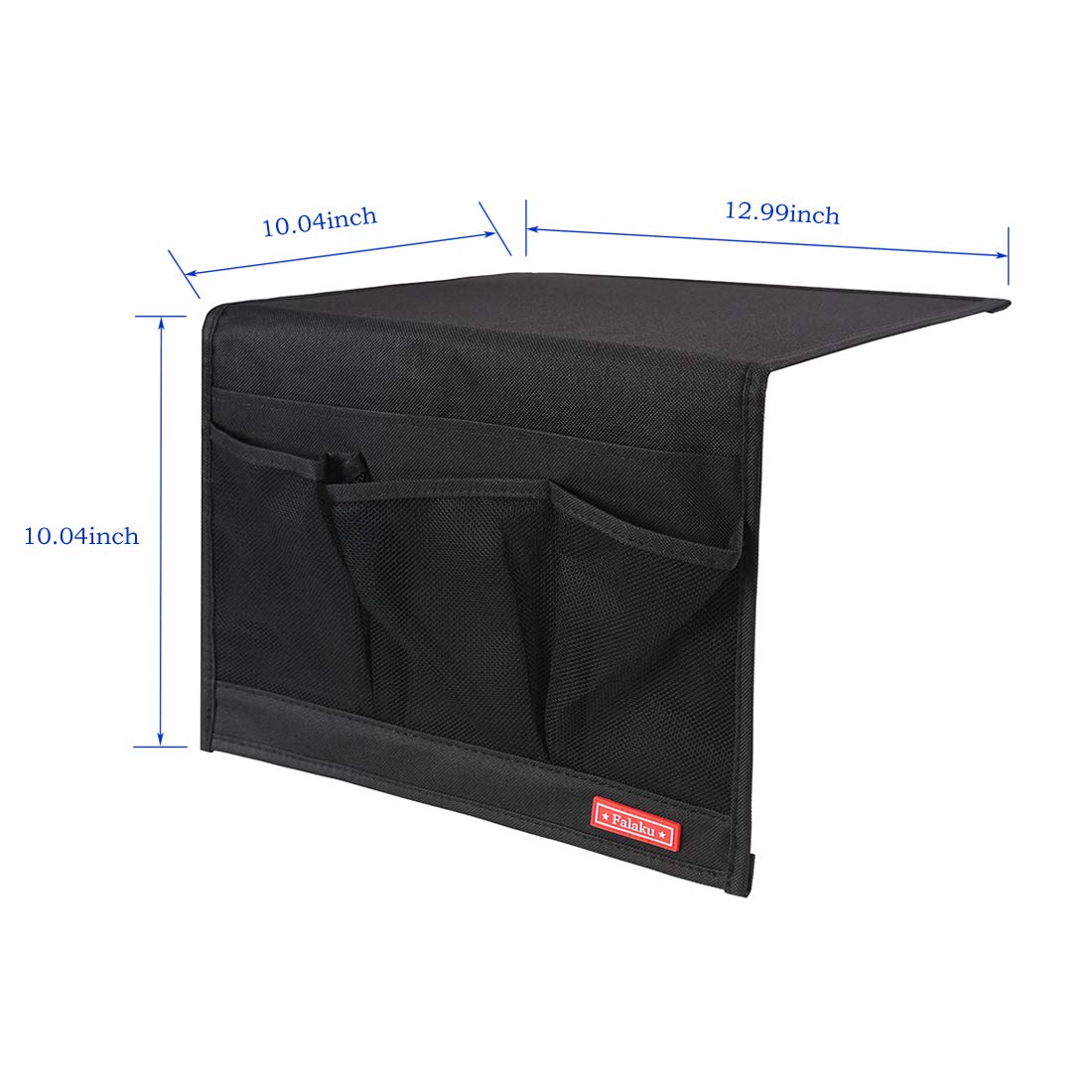 Bedside Caddy Organizer - Under Mattress Storage with 4 Pockets for Books, Magazines, Phone & Remote - Perfect for Bedroom, Dorm, RV & Hospital Use (Black)