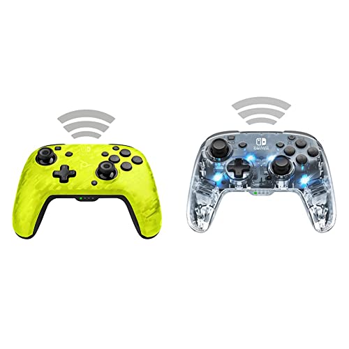 PDP Nintendo Switch Faceoff Wireless Deluxe Controller - Yellow Camo (500-202-NA-CMYL) & Afterglow Wireless Deluxe Controller (500-137) for Nintendo Switch - Premium Gaming Accessories for Multiplayer, Competitive Play & Long Gaming Sessions