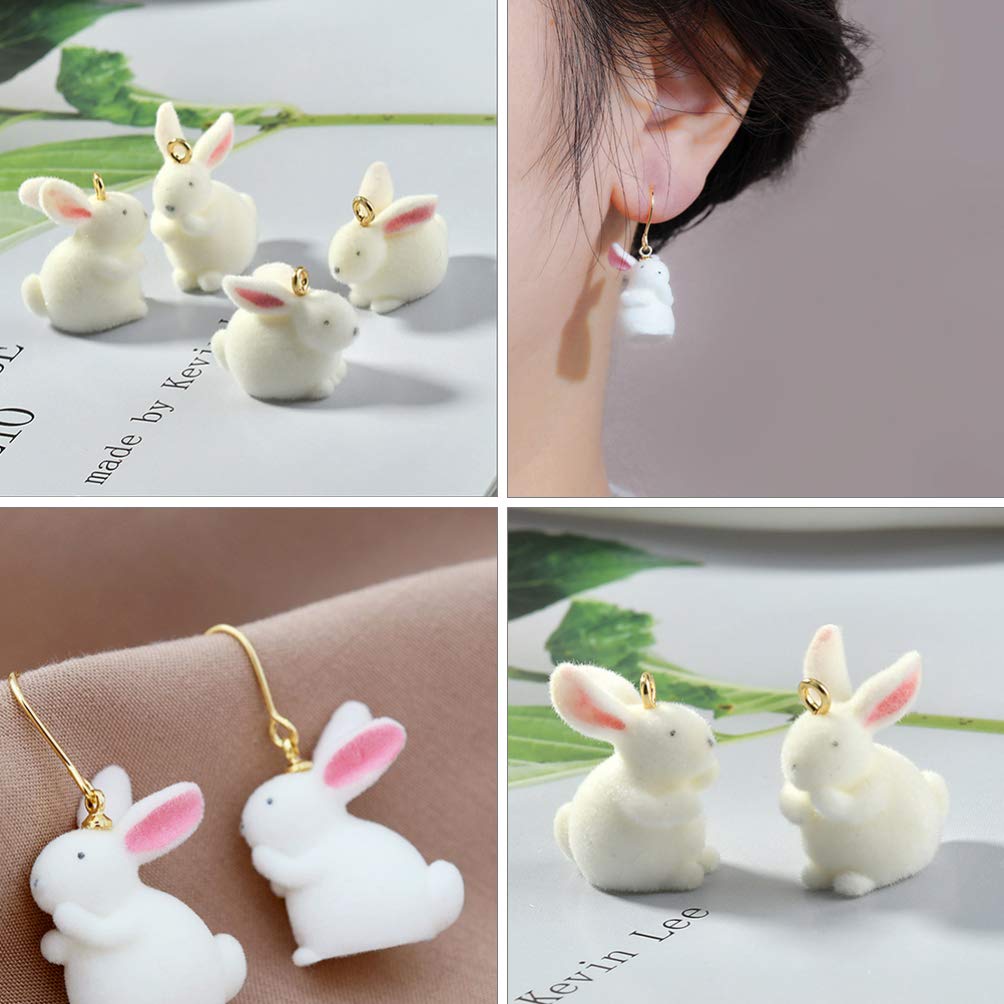 TOYANDONA 8pcs Easter Bunny Rabbit Charms - DIY Jewelry Making Supplies for Necklace Bracelet Earrings - Cute Animal Pendants for Easter Crafts & Kids Gifts - Perfect for Easter Decorations, Party Favors, and Spring DIY Projects