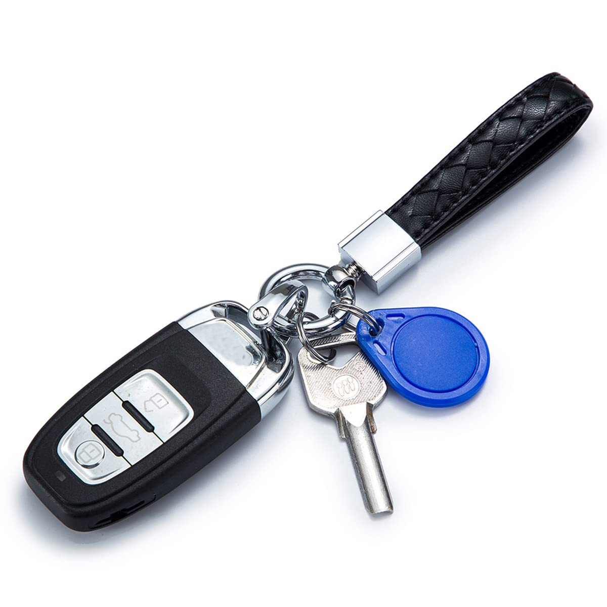 Universal PU Leather Car Keychain for Men & Women - Durable Metal Key Ring Accessory - Perfect for Car Keys, House Keys & Gift Giving