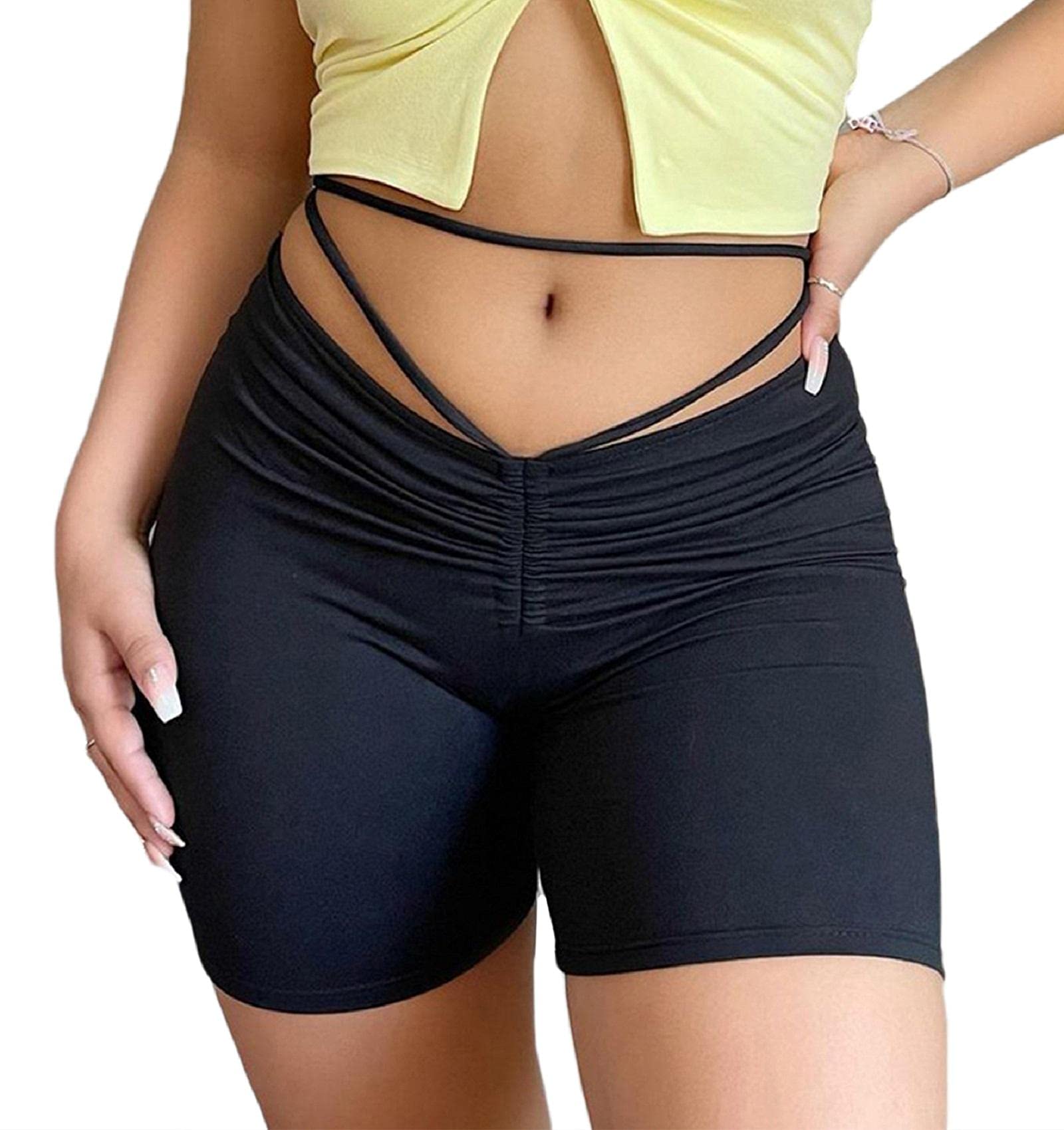 KMBANGI Women's Sexy Biker Shorts - High Waist Ruched Yoga Shorts, Seamless Workout Running Leggings for Gym, Cycling & Casual Wear