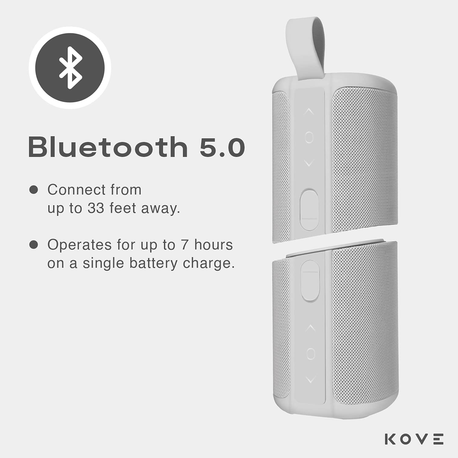 KOVE Commuter 2 Portable Bluetooth Speaker - Wireless HD Sound with Deep Bass, Built-in Mic, IPX7 Waterproof - Perfect for Home, Outdoor, Travel, Beach & Pool Parties