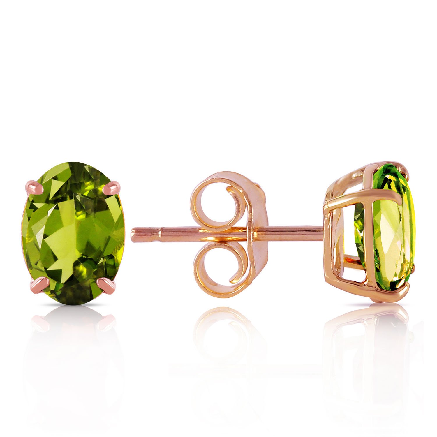 14K Rose Gold Peridot Stud Earrings - Galaxy Gold GG | Elegant Dainty Jewelry for Women, Perfect for Weddings, Parties & Everyday Wear