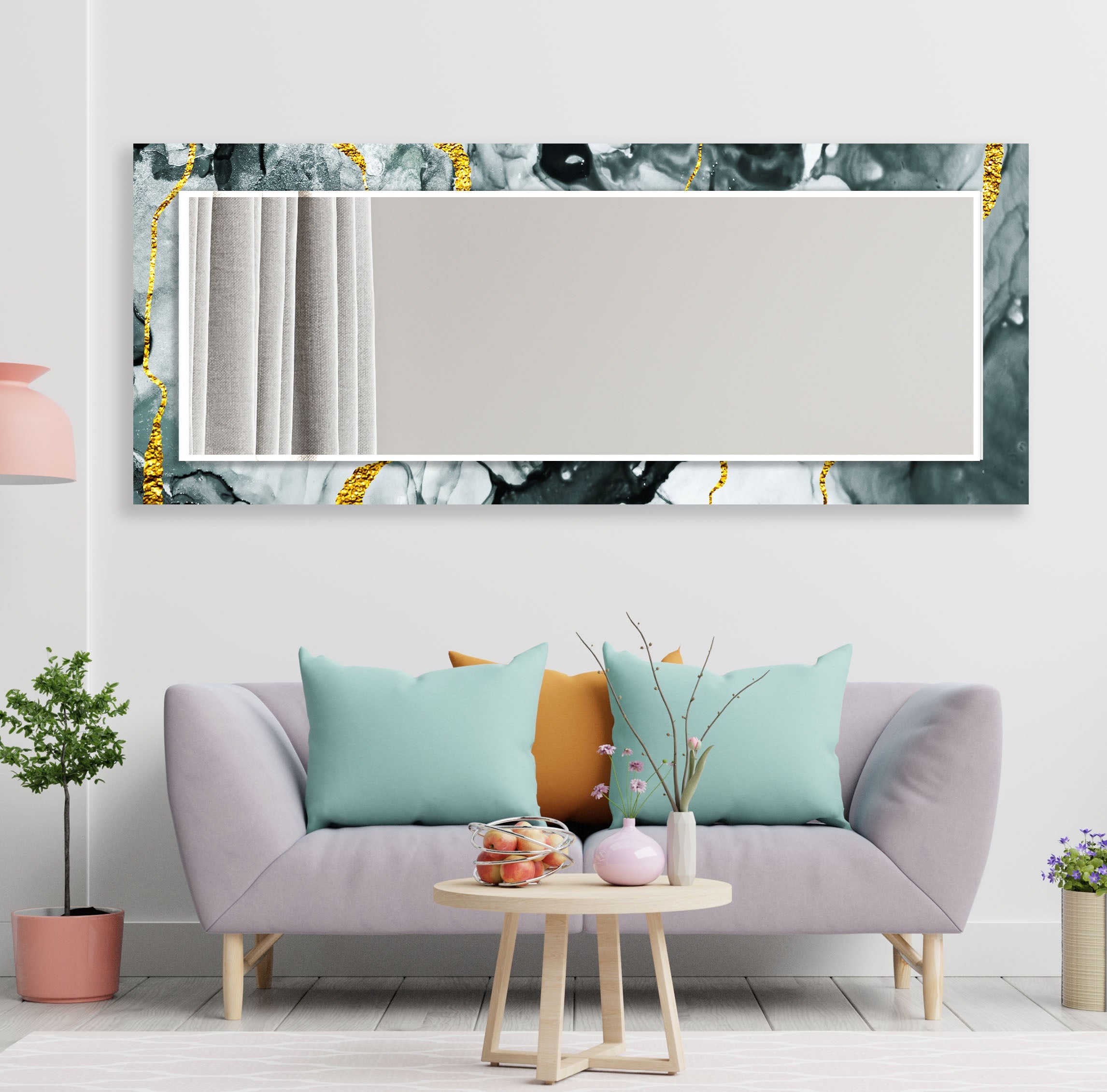 Elegant Black & Silver Golden Wall Mirror - Modern Home Decor for Living Room, Bedroom, or Entryway - Perfect for Enhancing Space & Style