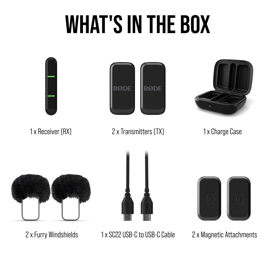 RØDE Wireless Micro - Compact Wireless Microphone System with 2 Mics & Charging Case for iPhone, Android Smartphones - Perfect for Vlogging, YouTube, Live Streaming & Content Creation - Lightning Connector, Black
