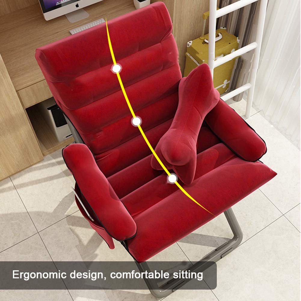 Modern Accent Chair with Ottoman - 3 Position Recliner, Side Pocket & Pillow - Contemporary Lounge Chair for Bedroom, Living Room, Office - Perfect for Relaxing, Reading or Watching TV in Style (Red)