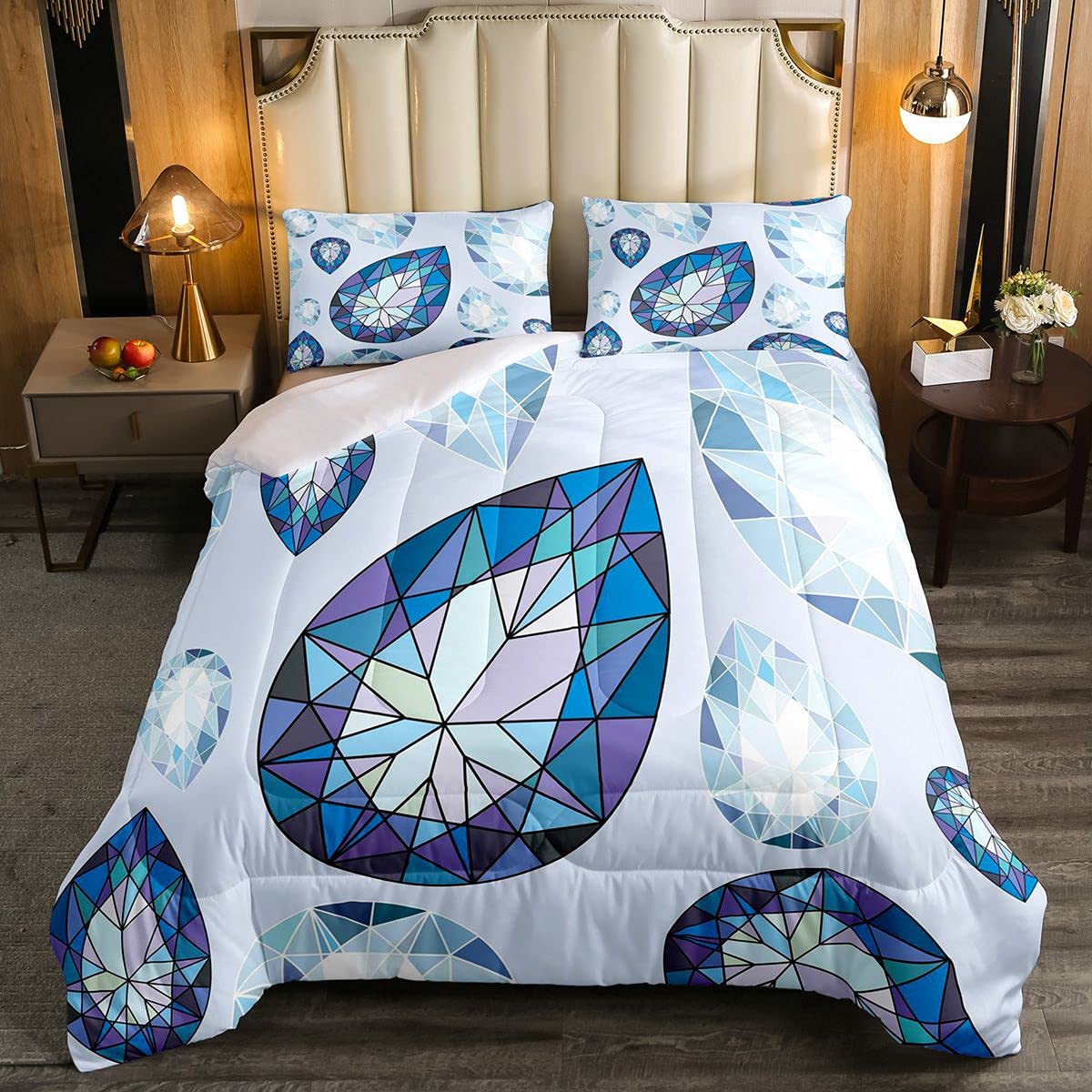 Feelyou Jewelry Comforter Set - Colorful Twin Size Duvet Cover for Boys, Girls, Teens & Kids - Blue Luxury Modern Bedding - Perfect for Children's Bedroom Decor & Cozy Sleep
