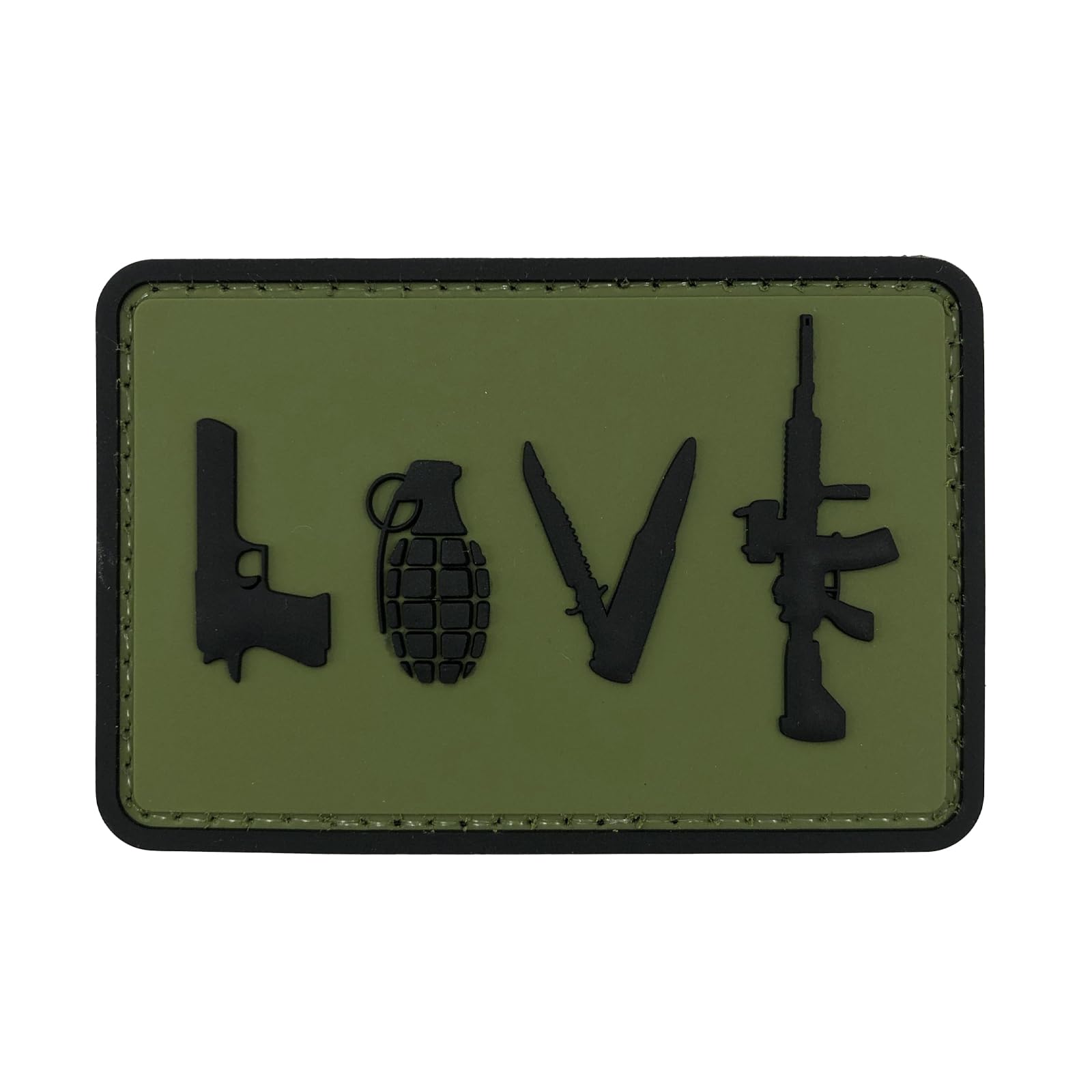 Tactical PVC Patch with Hook Fastener - Love Symbol Sign for Military Gear & Backpacks - OD Green & Black by uuKen Tactical - Perfect for Morale Patches, Tactical Vests & Outdoor Equipment