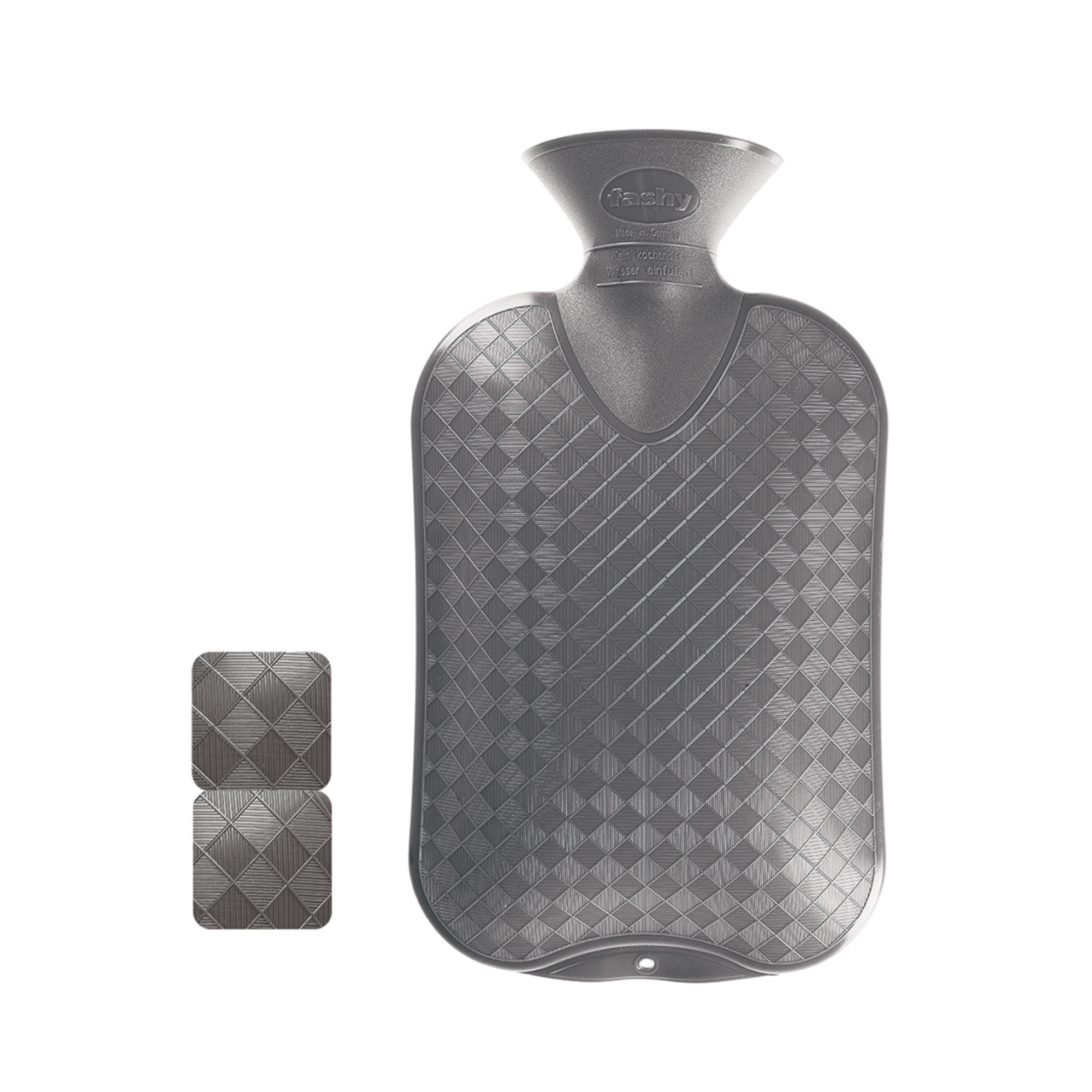 2L Grey Diamond Pattern Fashy Hot Water Bottle - Warm & Cozy for Winter Nights, Period Pain Relief, Bed Warmers - Perfect for Home, Office & Travel Use