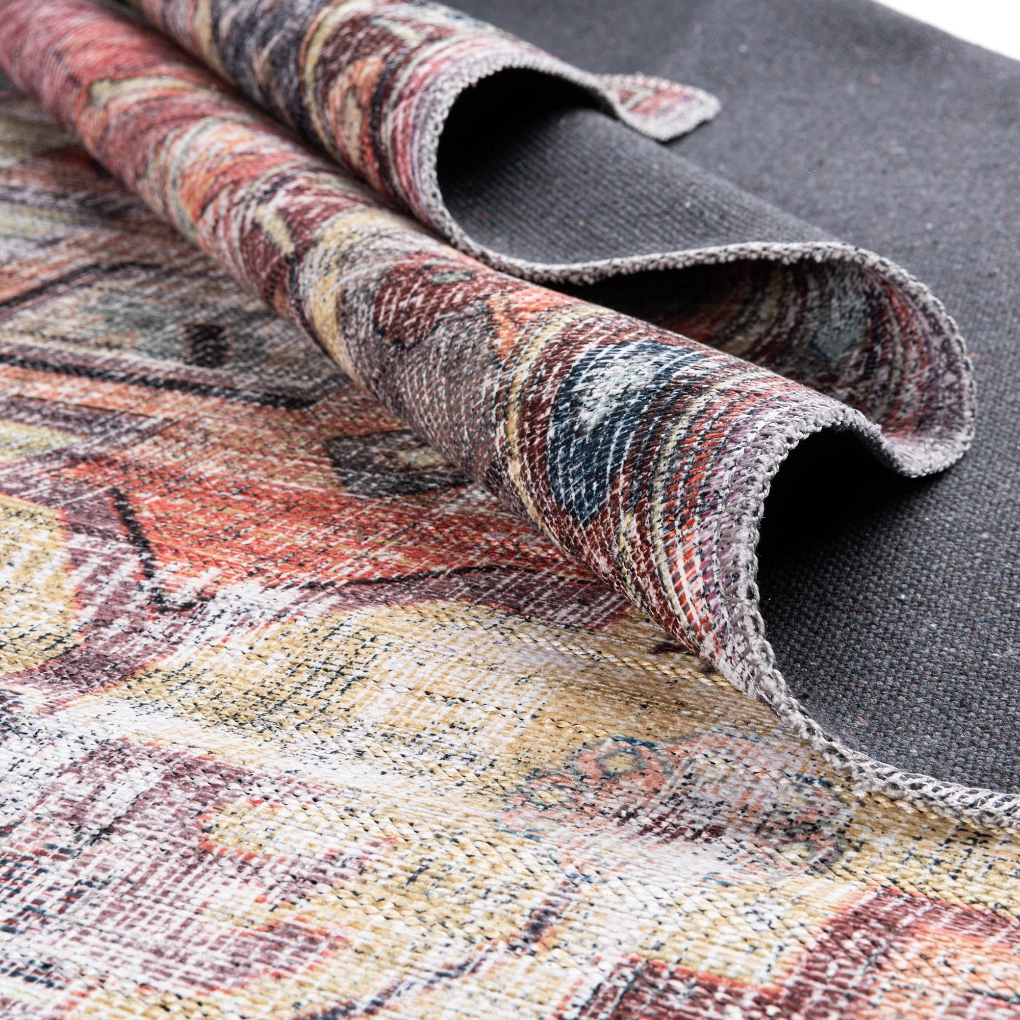 Washable 5' x 8' Oval Pink Low-Pile Rug - Maahru Collection by Rugs.com | Soft & Durable for Living Rooms, Dining Areas & Open Spaces | Easy-Clean Home Decor for High-Traffic Areas