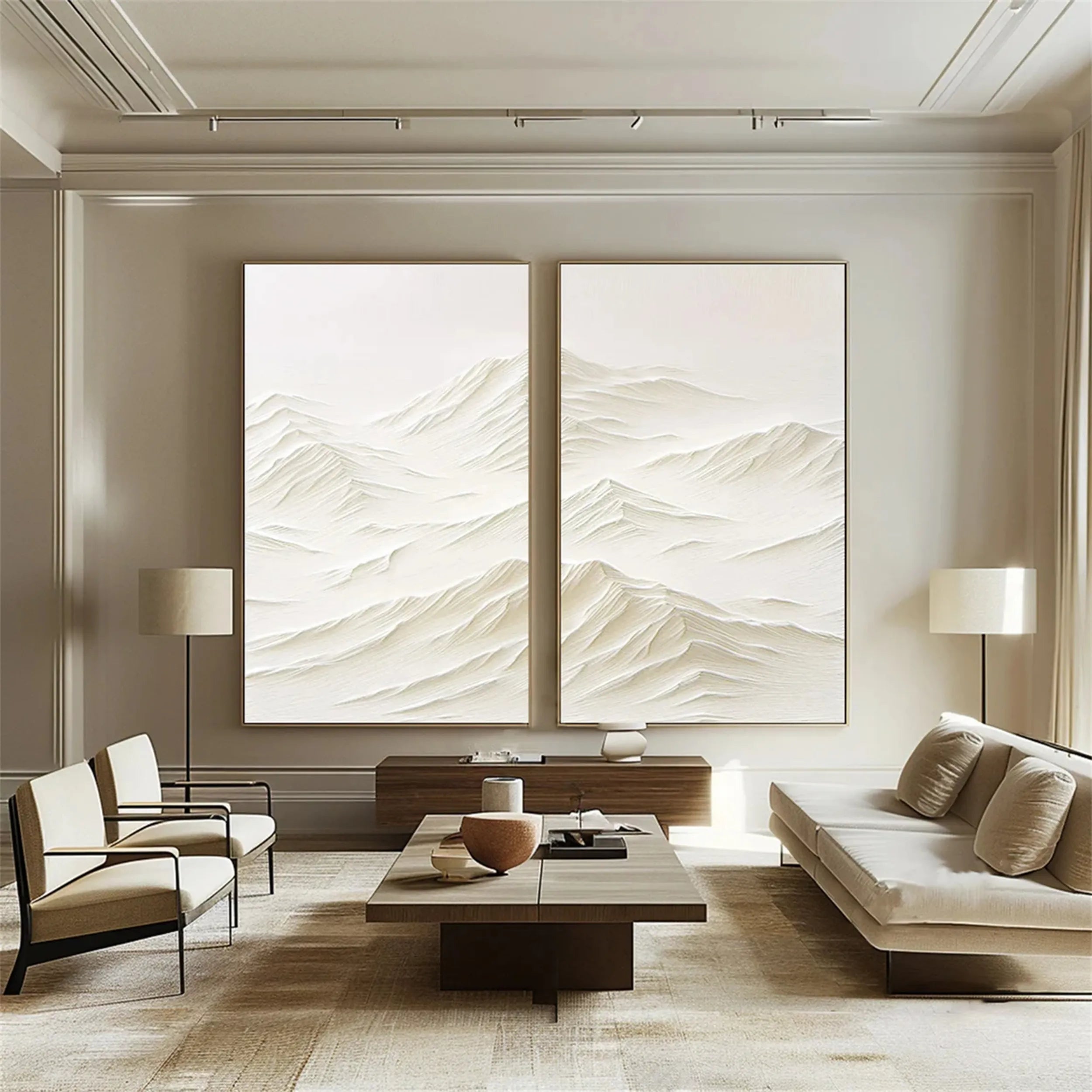 Minimalist Textured Plaster Art Paintings - Set of 2 Modern Wall Decor (#MM187) | Perfect for Living Room, Bedroom & Office Decor