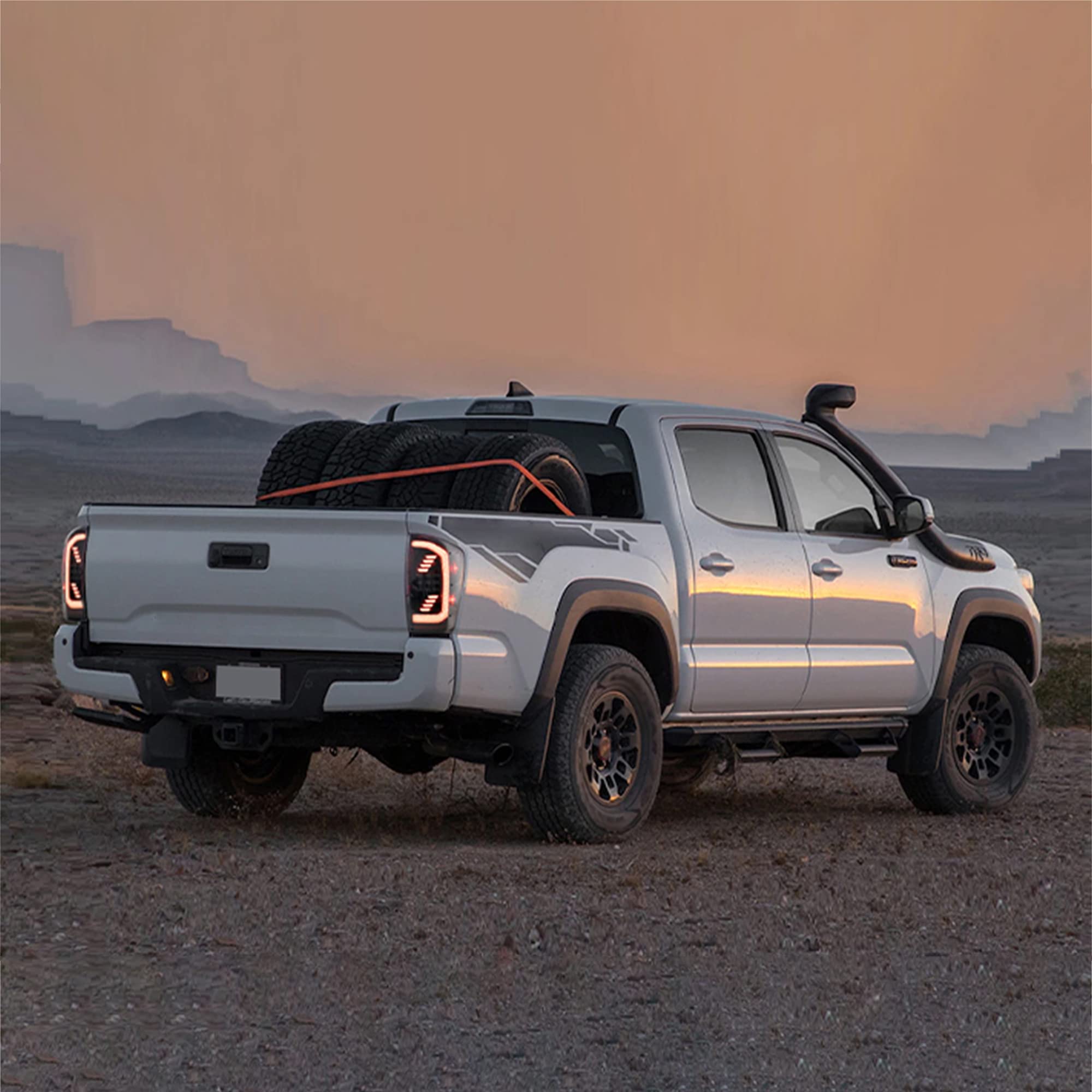 VLAND LED Tail Lights for Toyota Tacoma 2016-2020 - Dynamic Animation DRL with Red Sequential Turn Signals (Smoked/Tinted) - Driver & Passenger Side - Upgrade Your Truck's Style & Safety for Night Driving & Off-Road Adventures