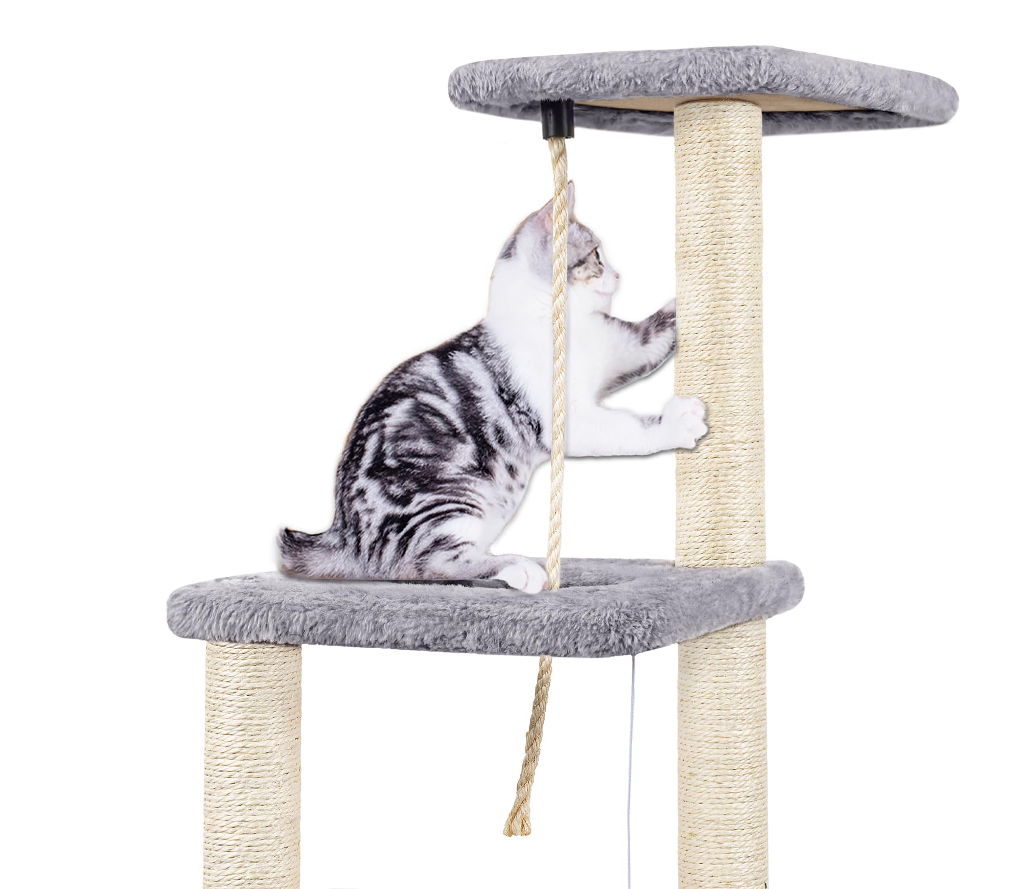 90cm Multi-Level Cat Tree with Scratching Post & Cat House - Sturdy Cat Tower for Indoor Cats to Climb, Play & Relax - Perfect for Small Spaces & Cat Nap Time (Grey)