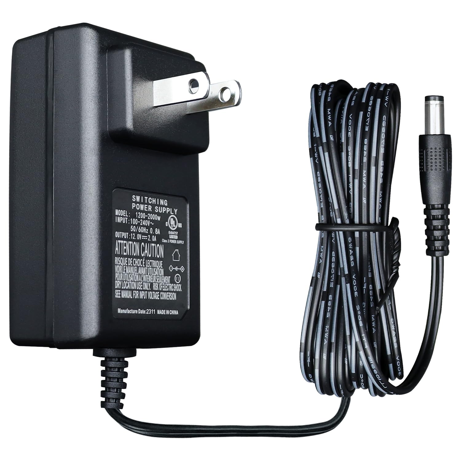 12V 2A 6ft Power Adapter, 100-240V AC to DC 24W Switching Power Supply for LED Strip Lights, Keyboard, Bluetooth Speaker, Router, Monitor, Webcam, DVR, NVR, CCTV Camera - UL FCC Certified - Perfect for Home Office & Security Systems