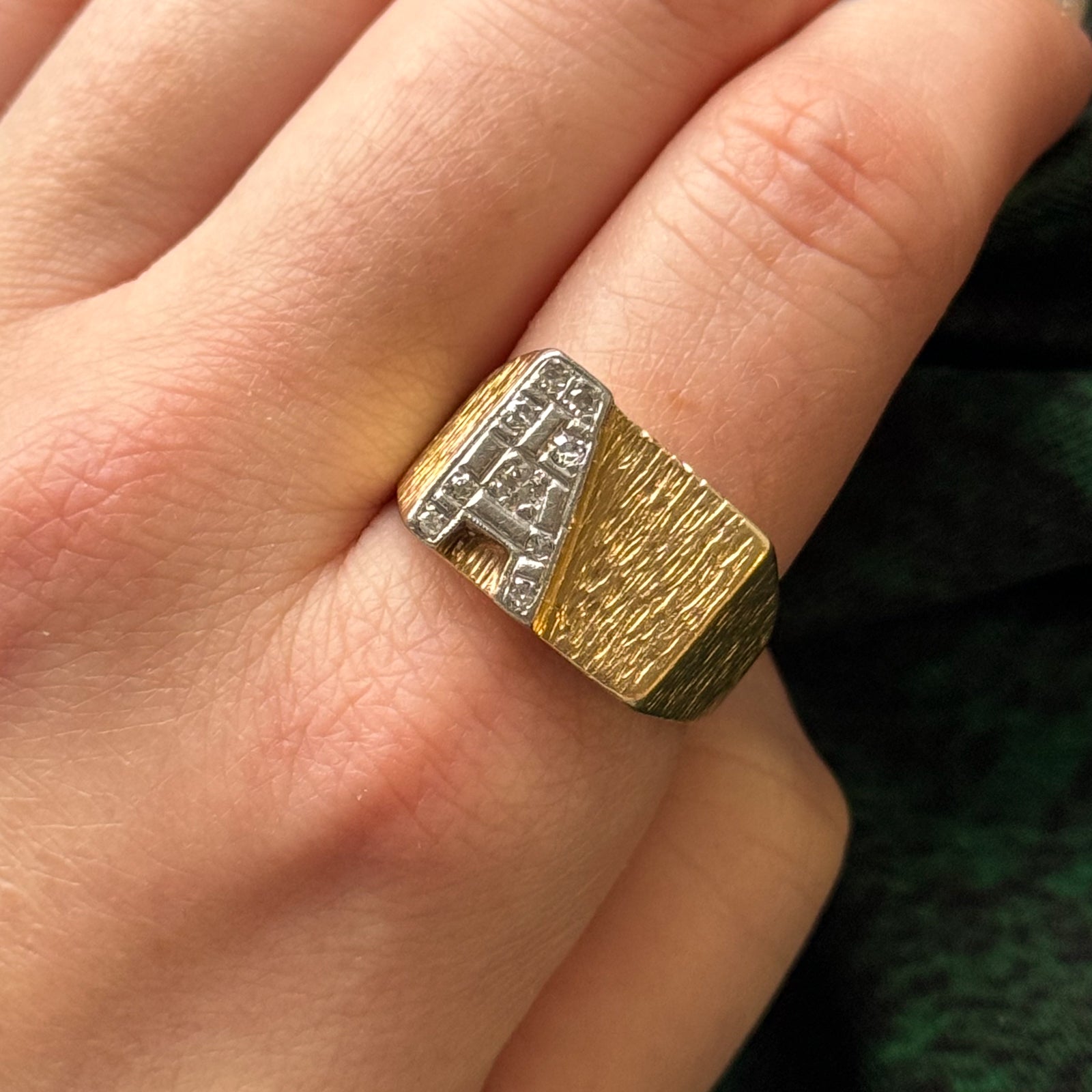 Diamond A Initial Textured Ring | 0.24ctw | Size 10.25 | Personalized Name Ring | Elegant Women's Jewelry Gift for Anniversary, Birthday & Special Occasions