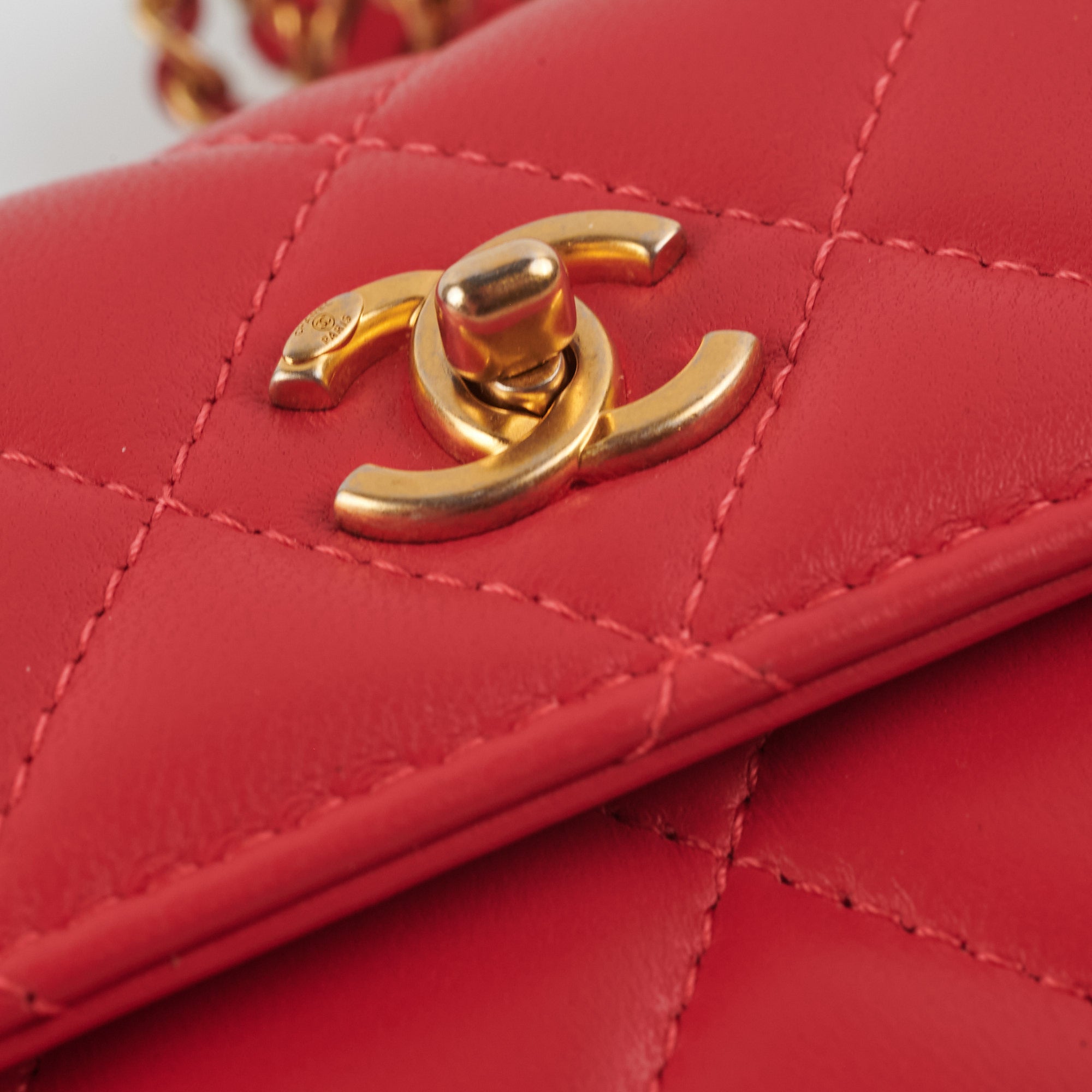 Chanel Micro Bag Pearl Crush Red Crossbody Bag - Luxury Designer Handbag for Women, Perfect for Parties, Dates & Special Occasions